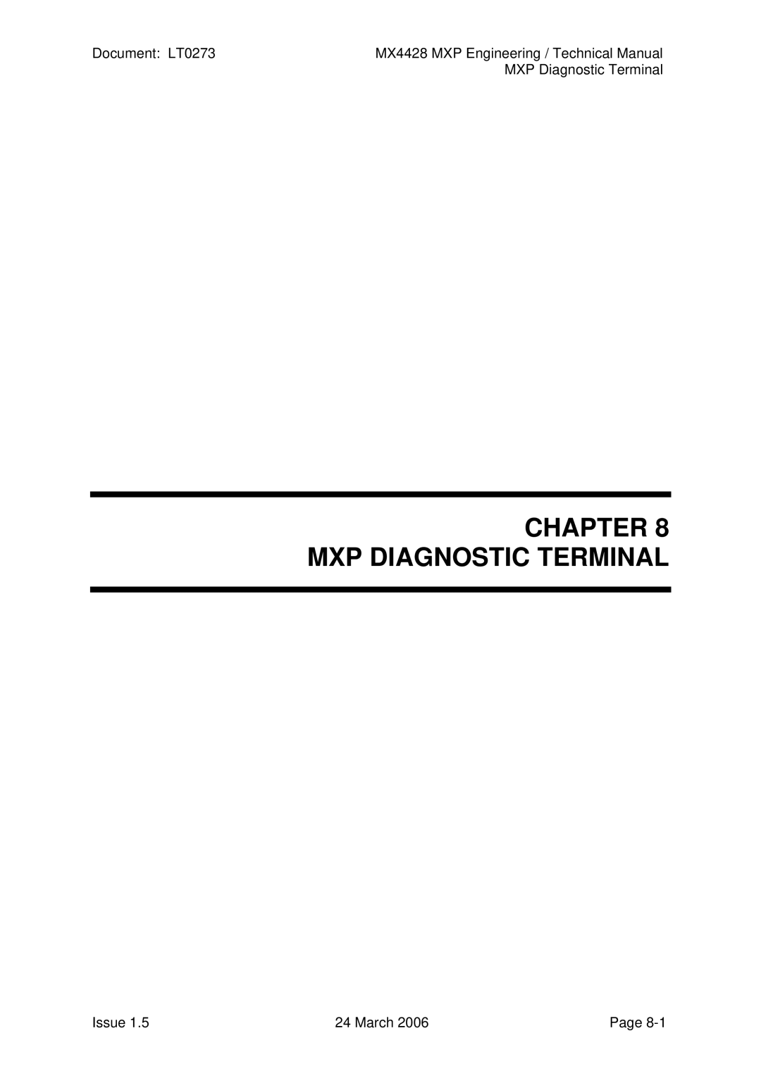 Tyco MX4428 technical manual Chapter MXP Diagnostic Terminal 