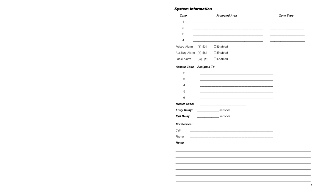 Tyco PC1150 instruction manual System Information 