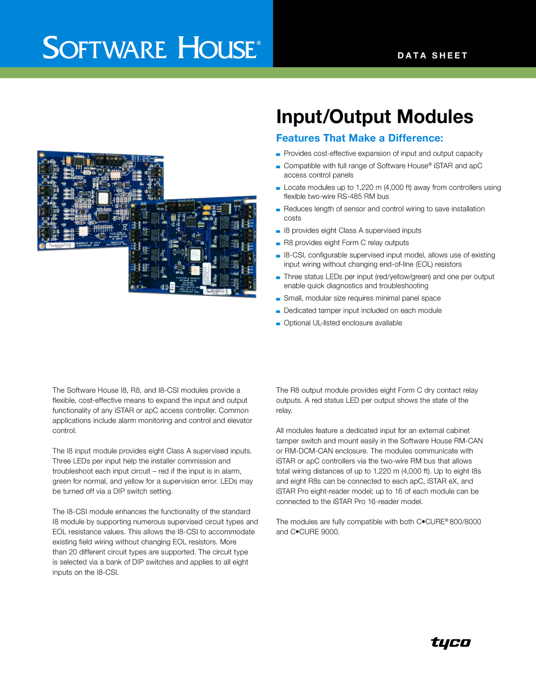 Tyco RM-CAN, RM-DCM-CAN, AS0074-000, AS0073-CSI, AS0073-001 manual Input/Output Modules 