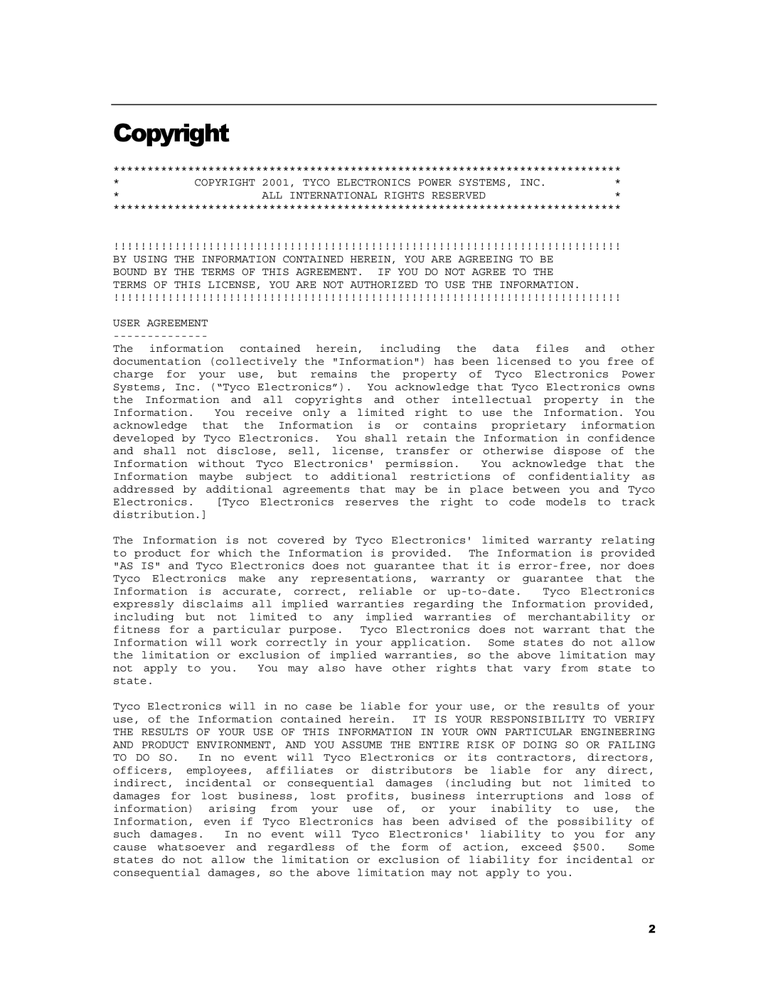 Tyco TX 75149 manual Copyright 