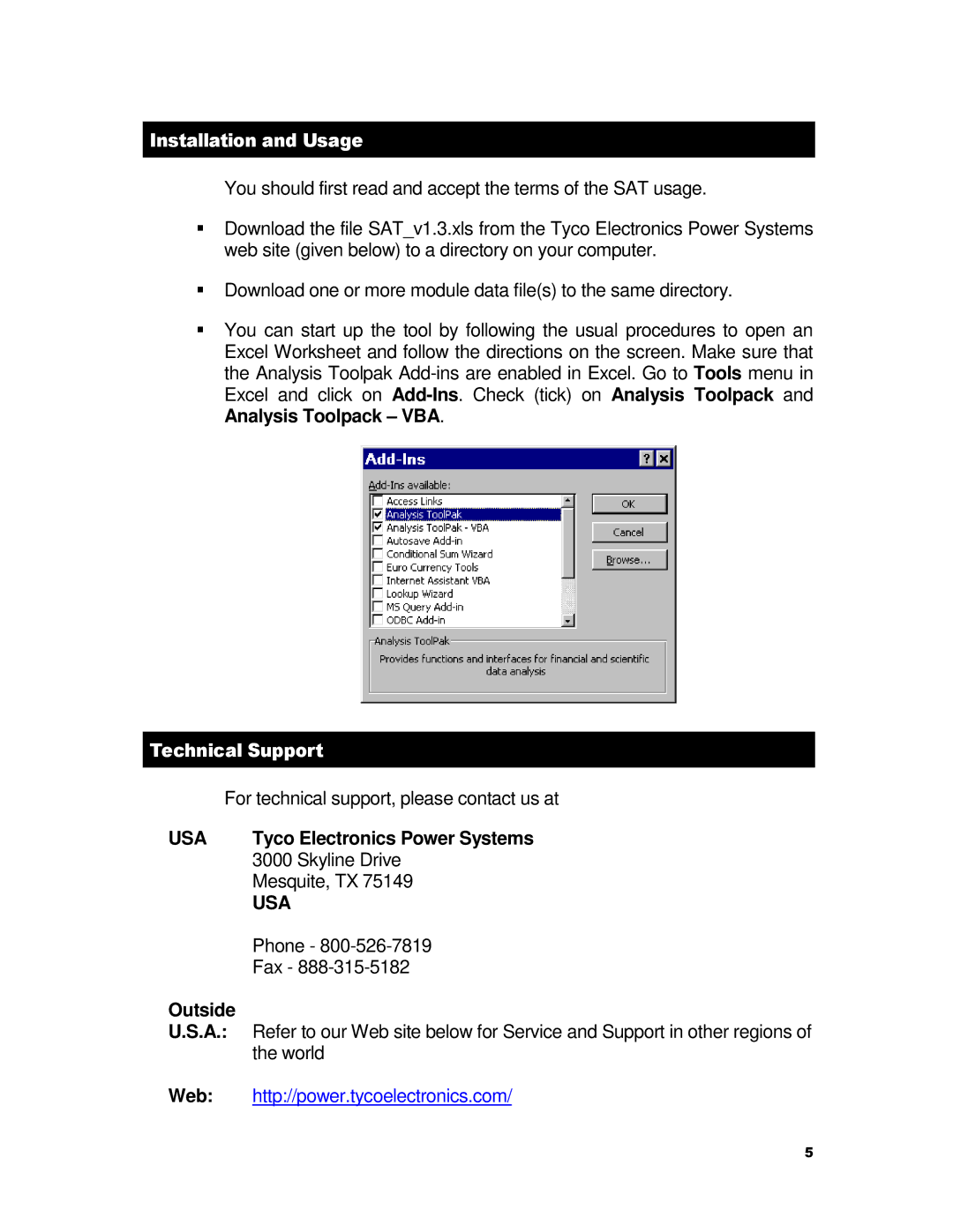 Tyco TX 75149 manual Usa 