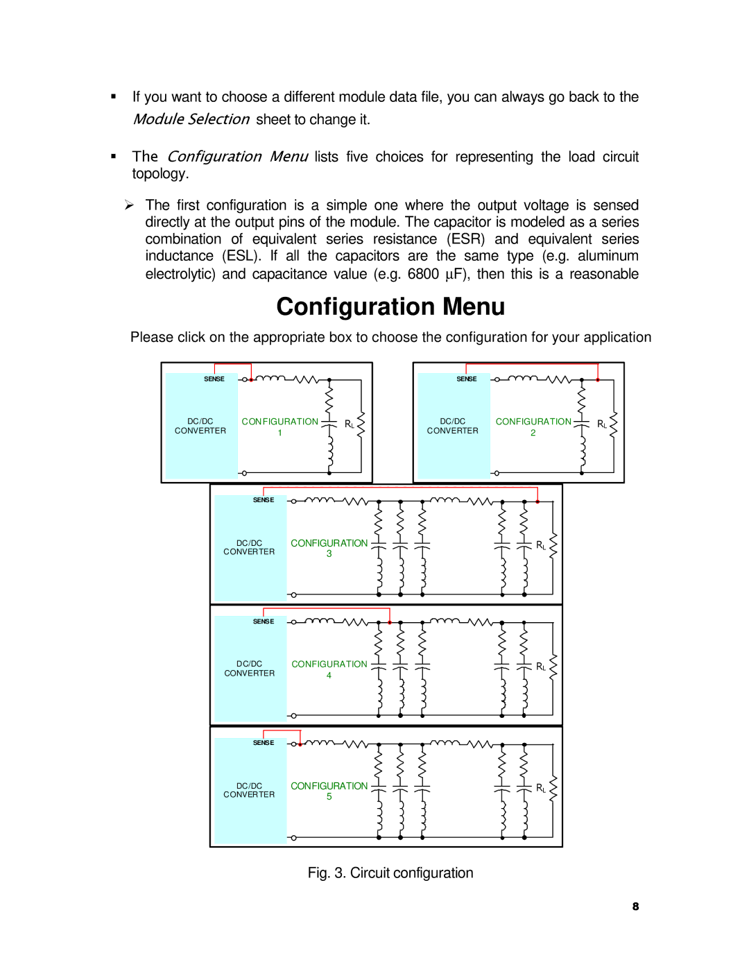 Tyco TX 75149 manual Configuration Menu, Circuit configuration 