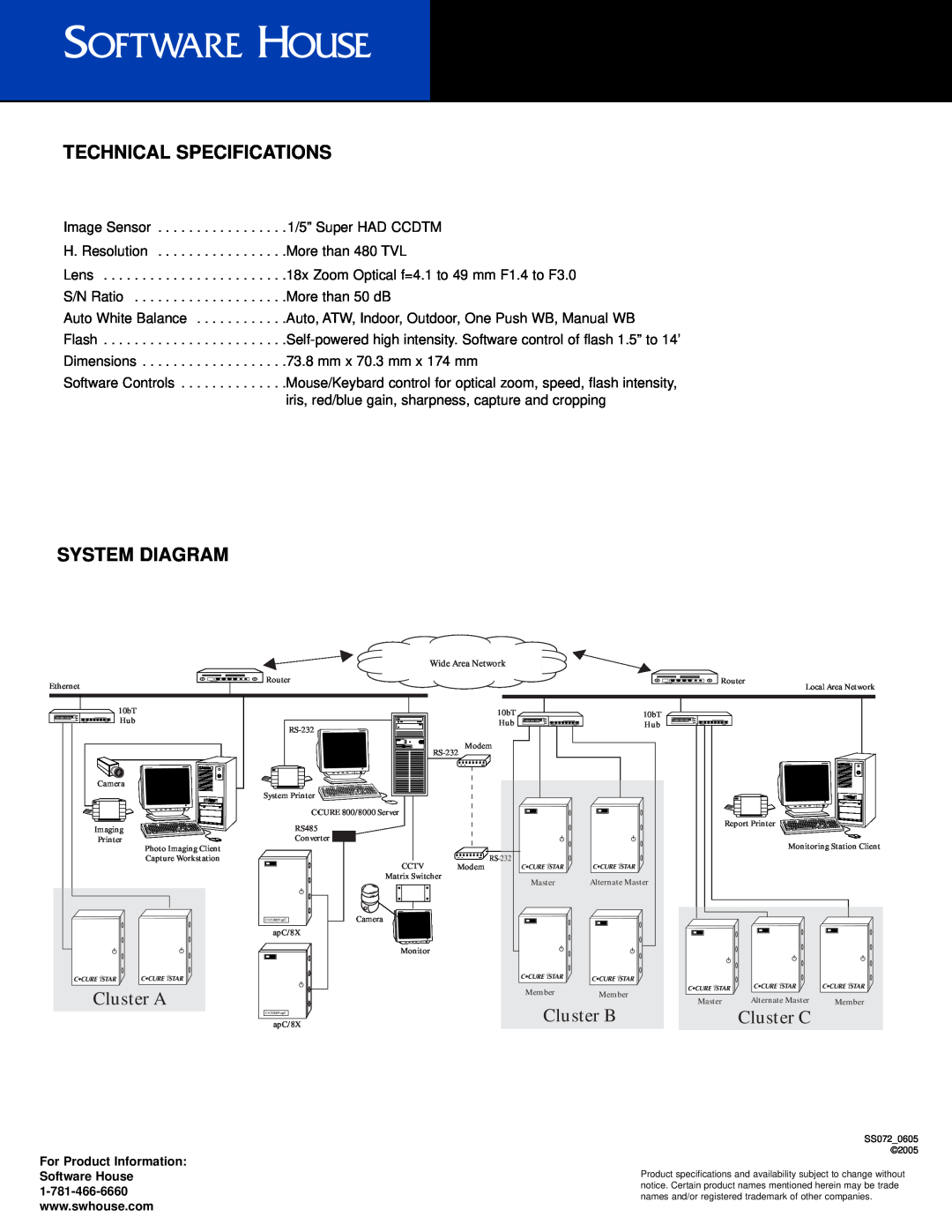 Tyco VA-3 manual Technical Specifications, System Diagram, Cluster A, Cluster B, Cluster C 