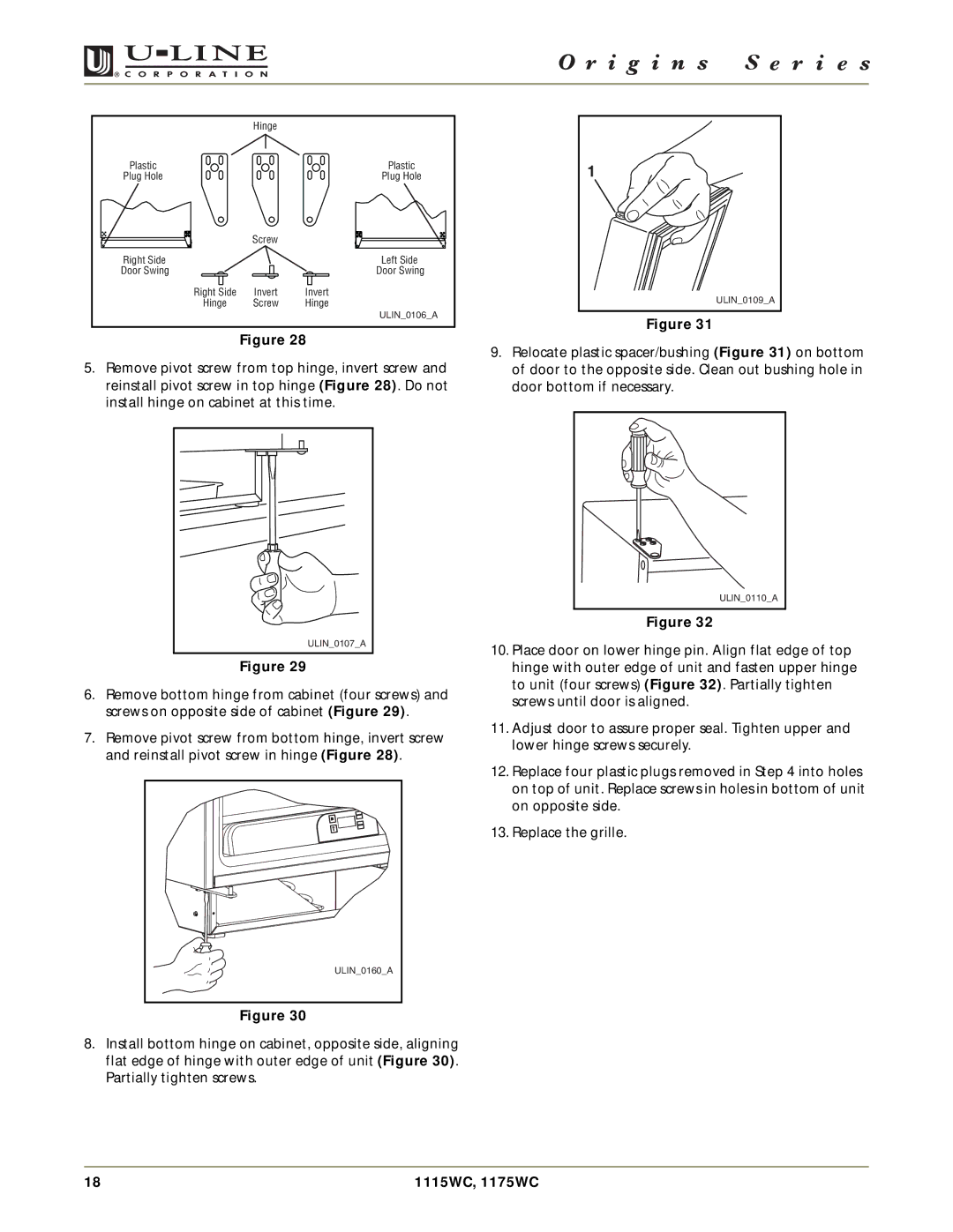 U-Line 1115WC, 1175WC manual ULIN0106A 