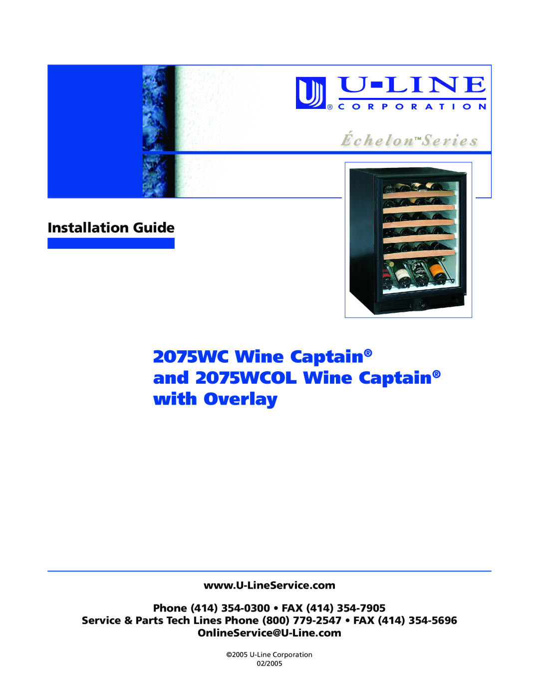 U-Line manual 2075WC Wine Captain 2075WCOL Wine Captain with Overlay 