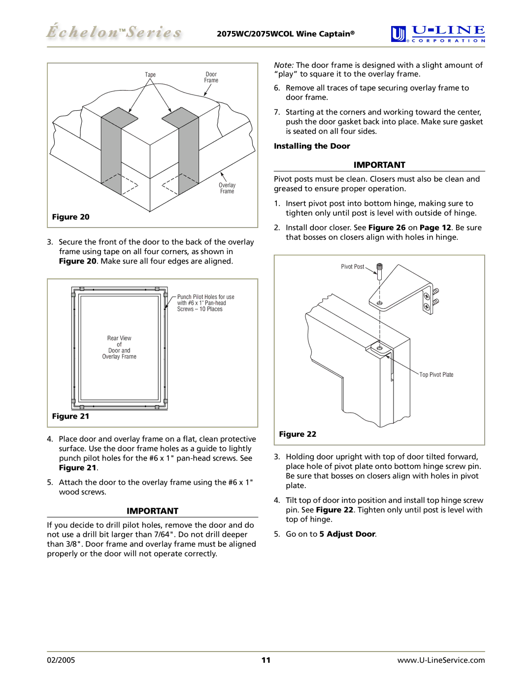 U-Line 2075WCOL manual Go on to 5 Adjust Door 