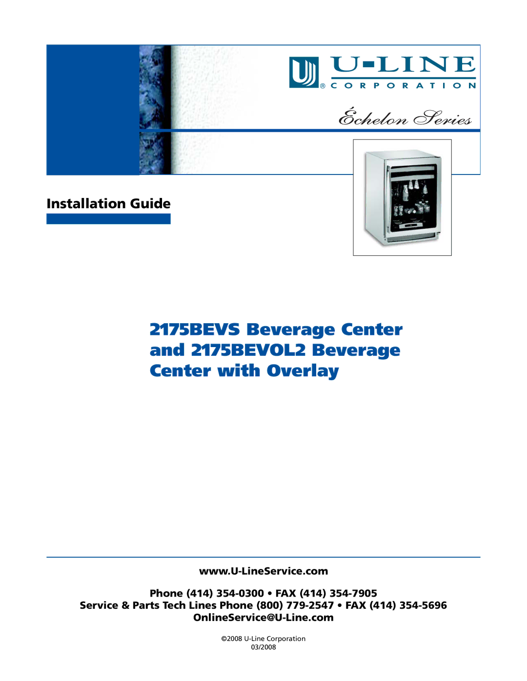 U-Line 2175BEVOL2 manual Installation Guide 