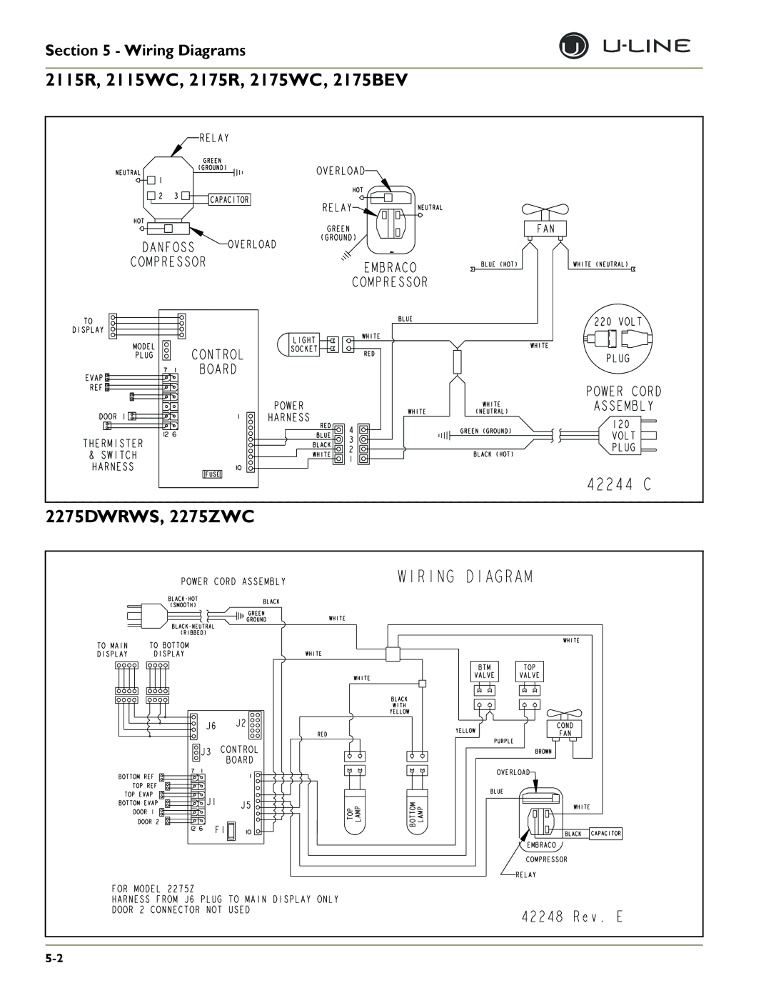 U-Line 2115WCOL, 2275DWRWS, 2175WCOL, 2275DWRWOL, CLRCO2175, CO2175F, CO2175/CO2275DWR 2115R, 2115WC, 2175R, 2175WC, 2175BEV 