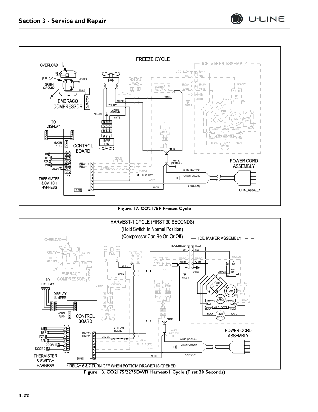 U-Line 2175RF, 2275DWRWS, 2175WCOL, 2275DWRWOL, CLRCO2175, CO2175/CO2275DWR, CLR2160, 2175BEV, 2115WCOL CO2175F Freeze Cycle 