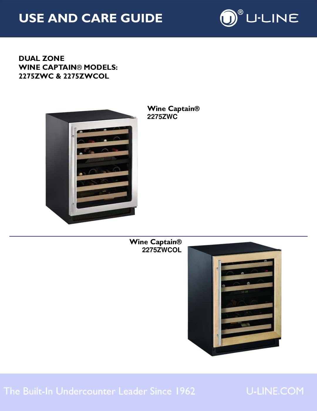 U-Line 2275ZWCOL manual USE and Care Guide 