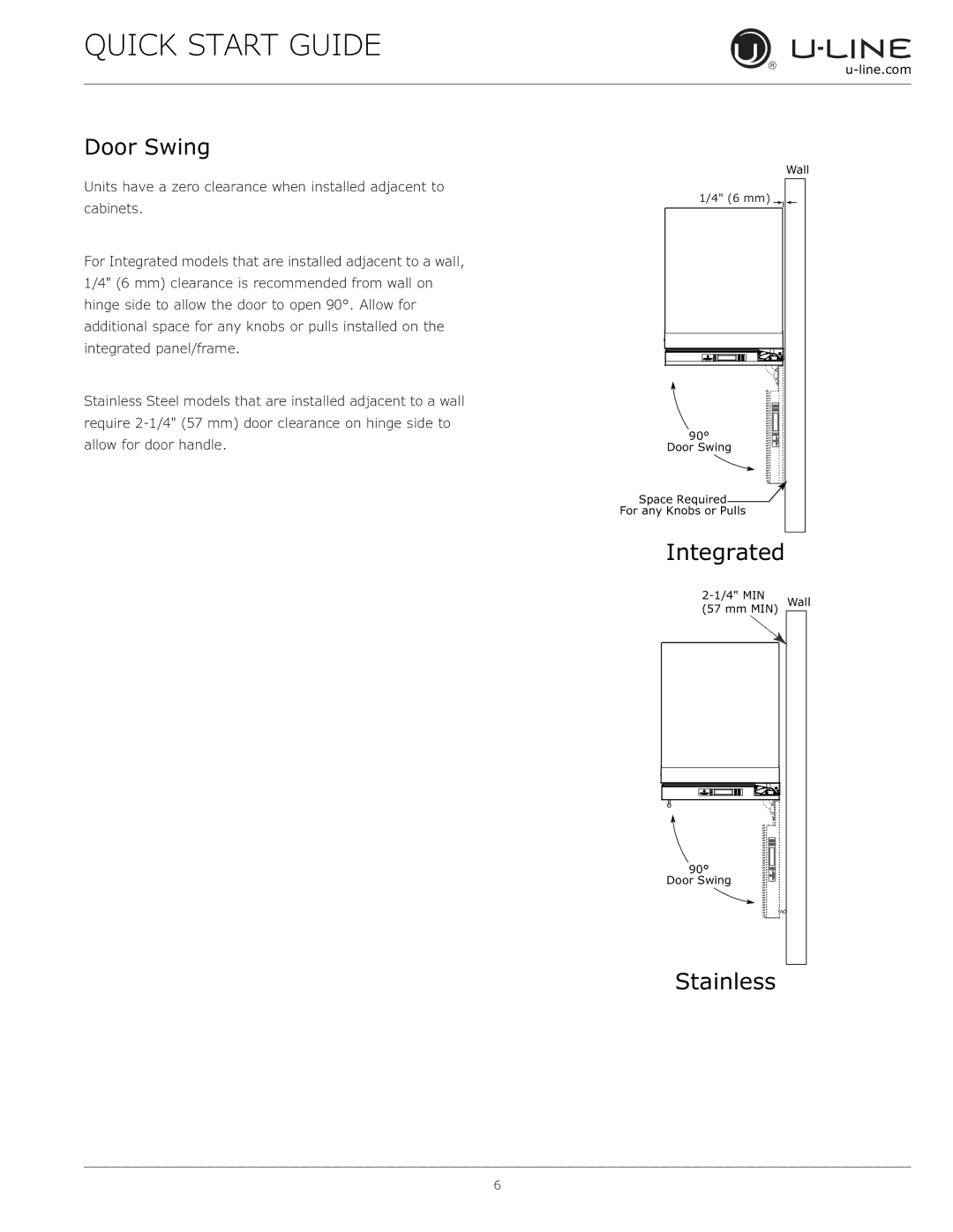 U-Line 3018 CLR  115 V / 60 Hz quick start Door Swing, Integrated, Stainless 