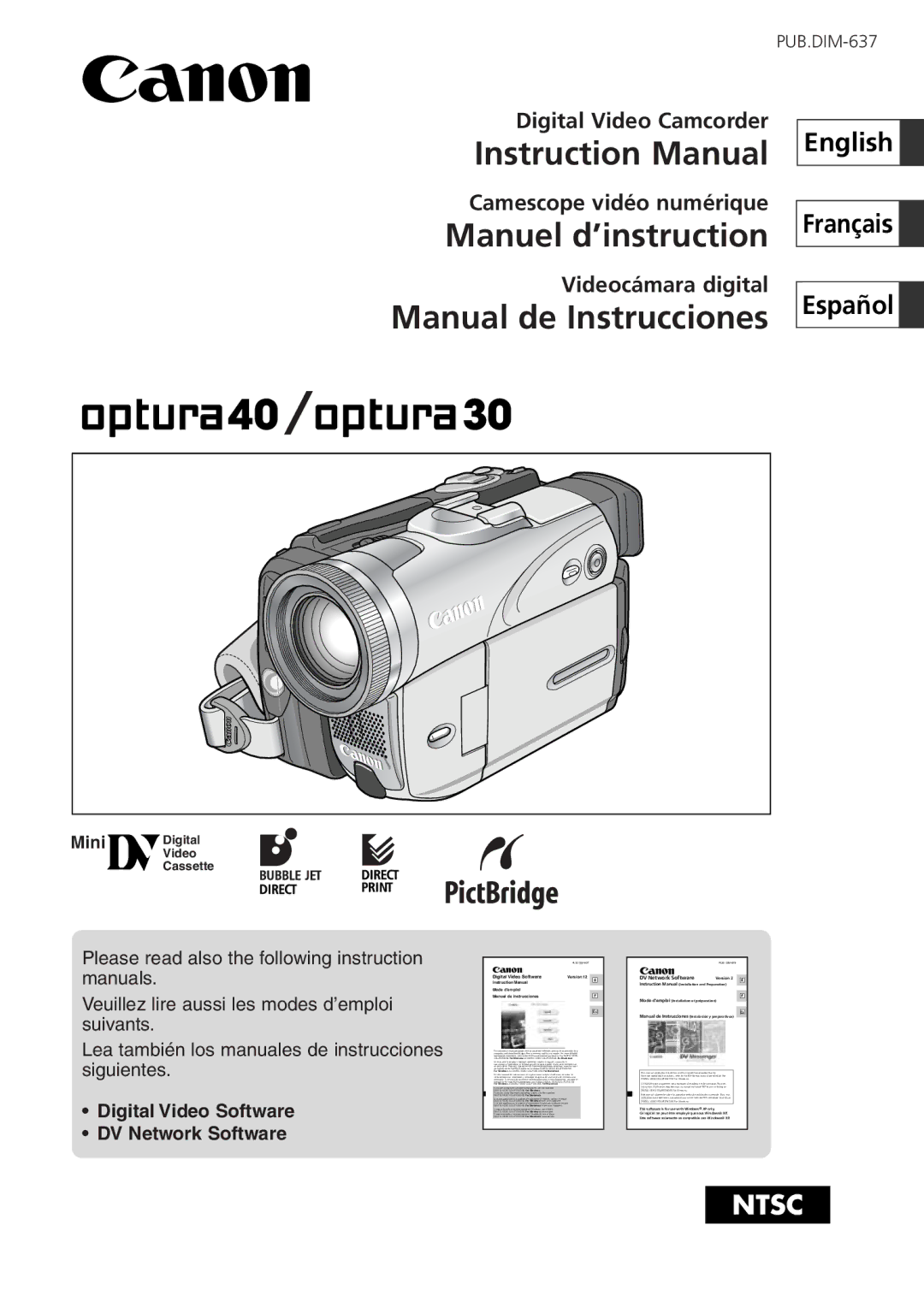 U-Line 30, 40 instruction manual Digital Video Camcorder Camescope vidéo numérique, Videocámara digital, Français Español 