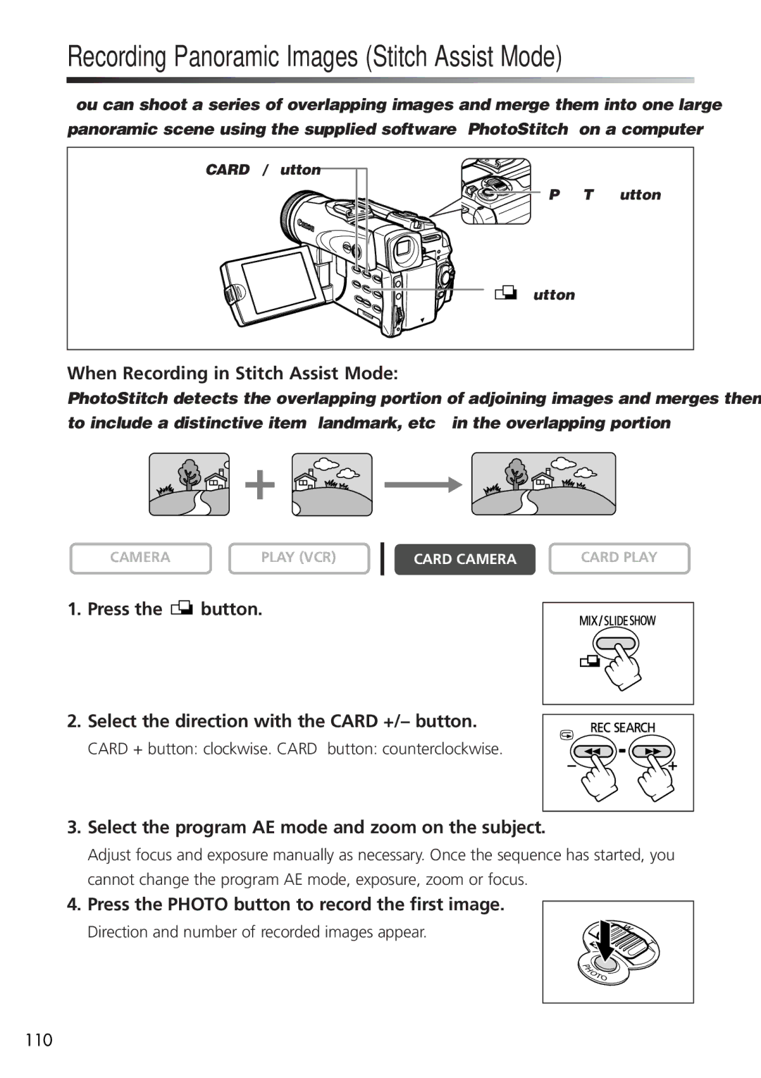 U-Line 40, 30 instruction manual When Recording in Stitch Assist Mode, Select the program AE mode and zoom on the subject 