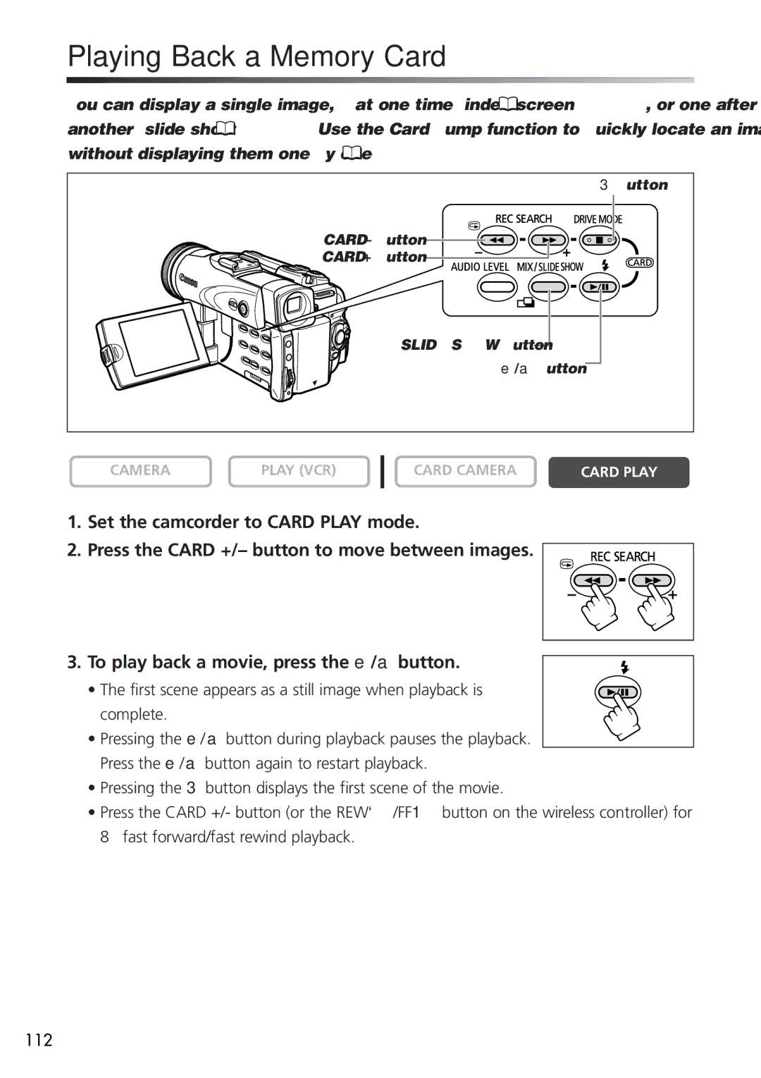 U-Line 40, 30 instruction manual Playing Back a Memory Card 