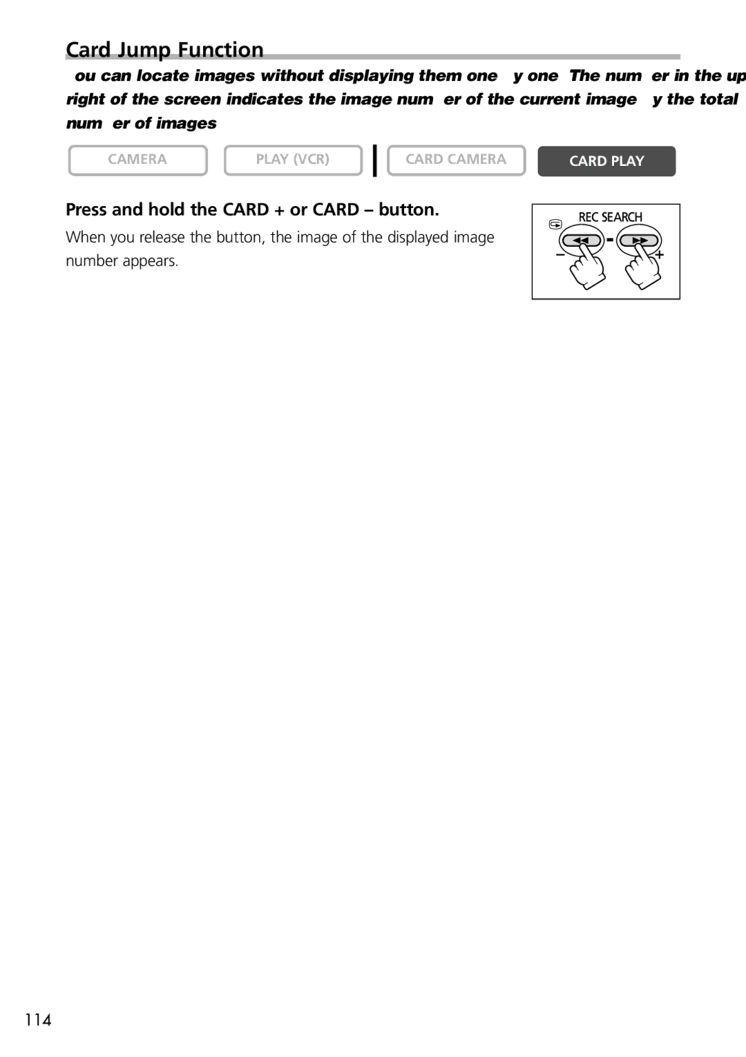 U-Line 40, 30 instruction manual Card Jump Function, Press and hold the Card + or Card button 