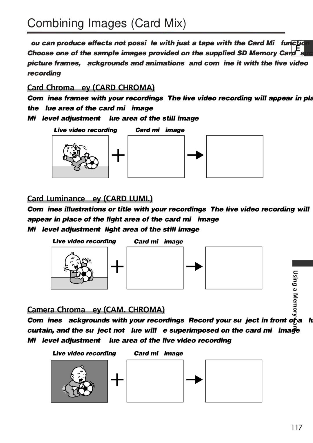 U-Line 30, 40 instruction manual Combining Images Card Mix, Card Chroma Key Card Chroma 