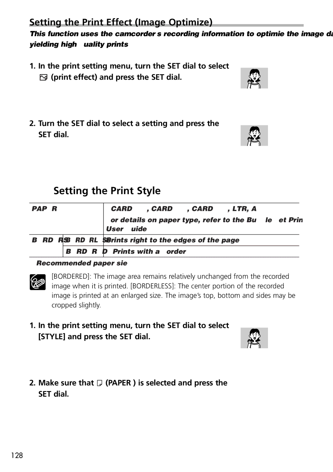 U-Line 40, 30 instruction manual Setting the Print Effect Image Optimize, Paper 