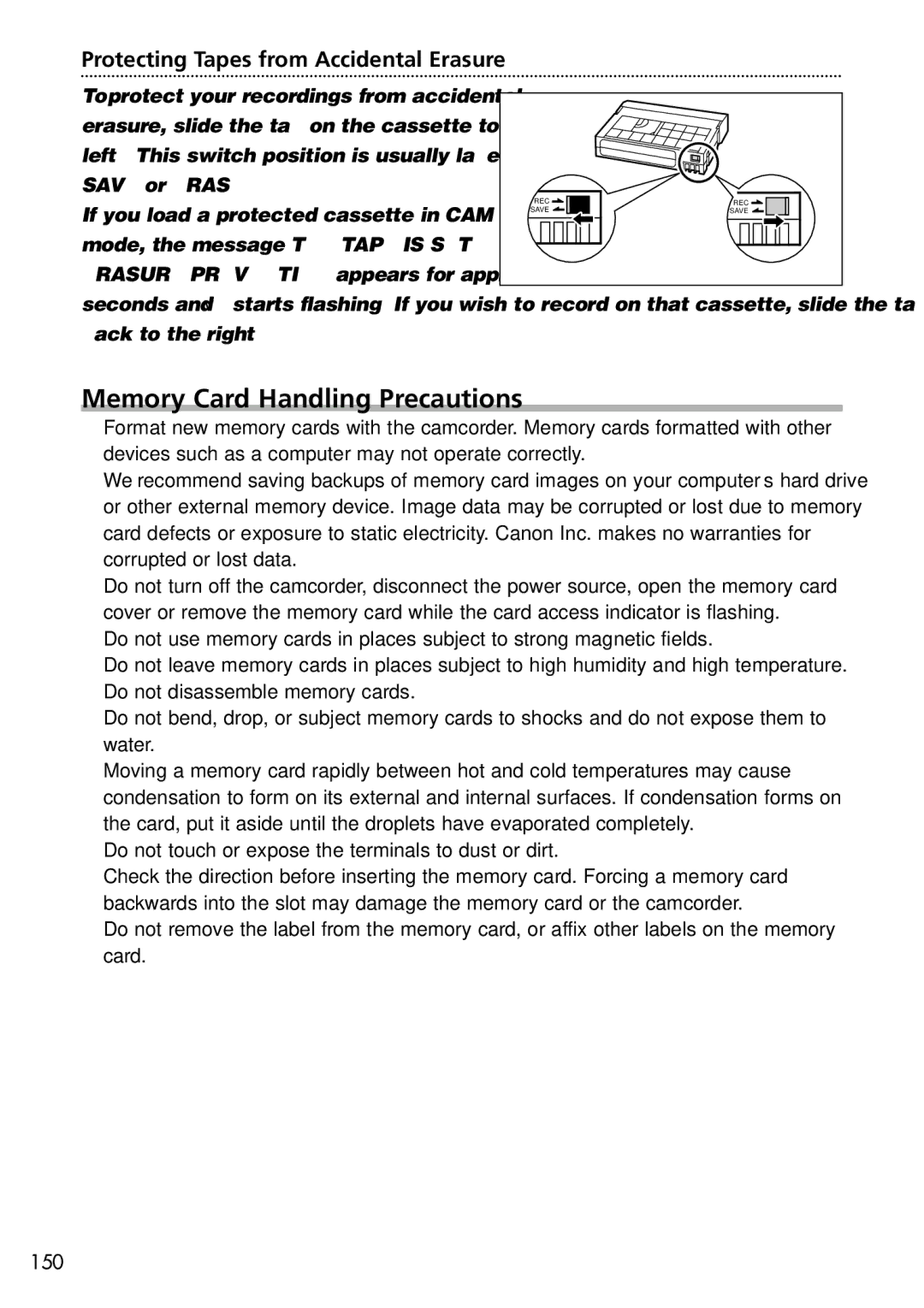 U-Line 40, 30 instruction manual Memory Card Handling Precautions 