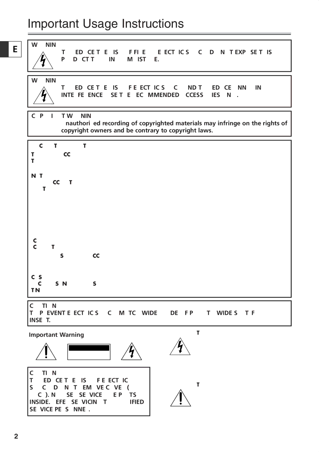 U-Line 40, 30 instruction manual Important Usage Instructions 