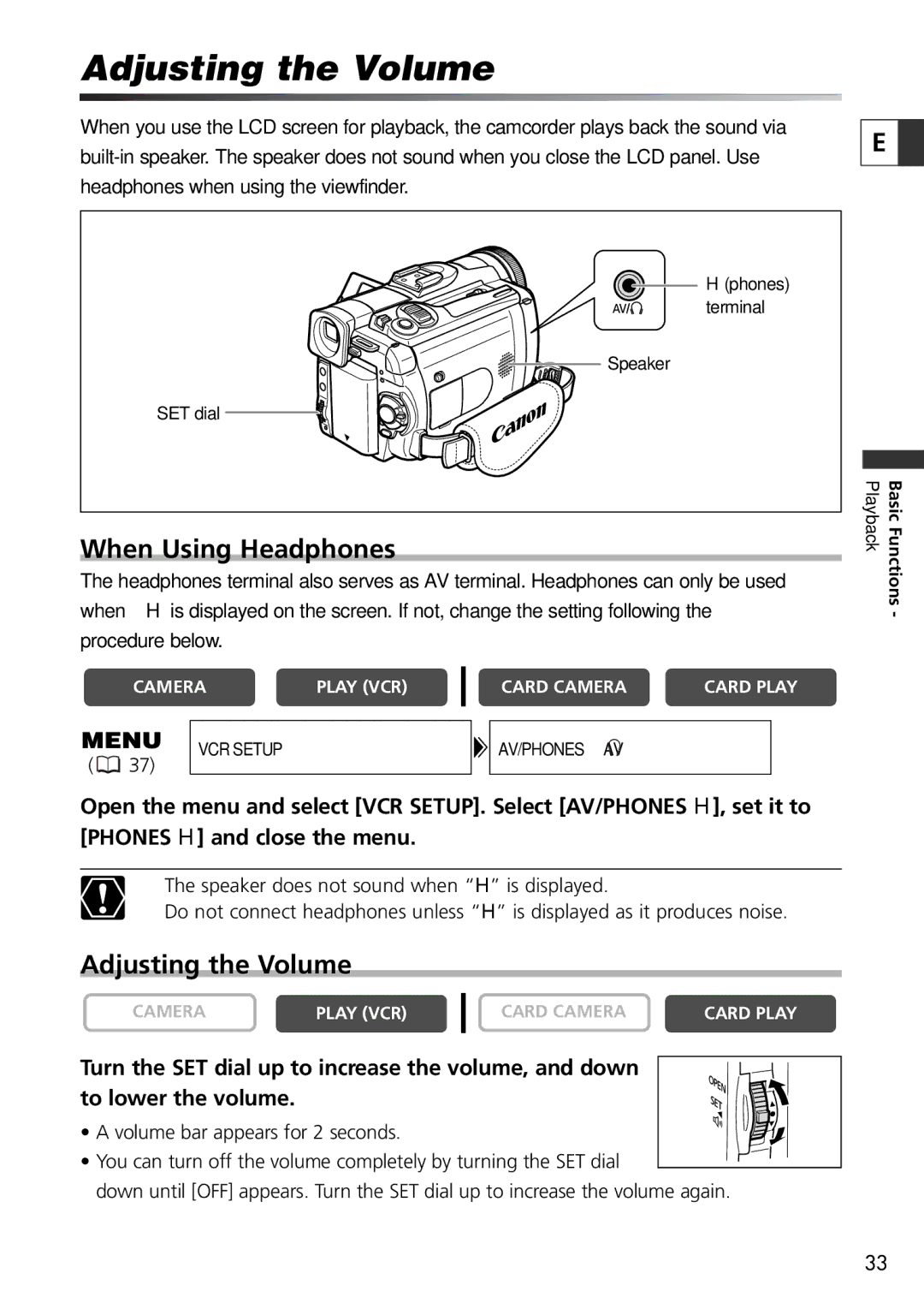 U-Line 30, 40 instruction manual Adjusting the Volume, When Using Headphones 