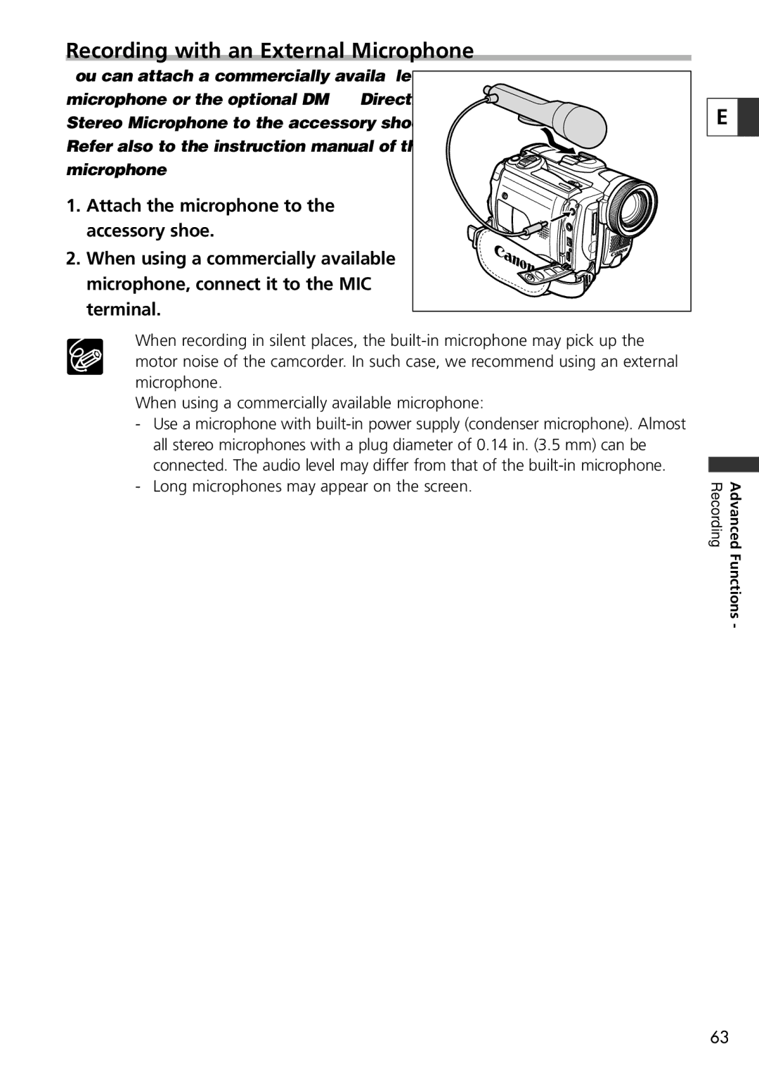 U-Line 30, 40 instruction manual Recording with an External Microphone 