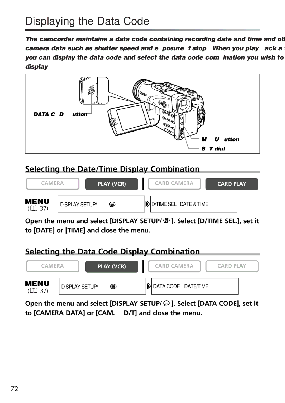 U-Line 40, 30 instruction manual Displaying the Data Code, Selecting the Date/Time Display Combination 