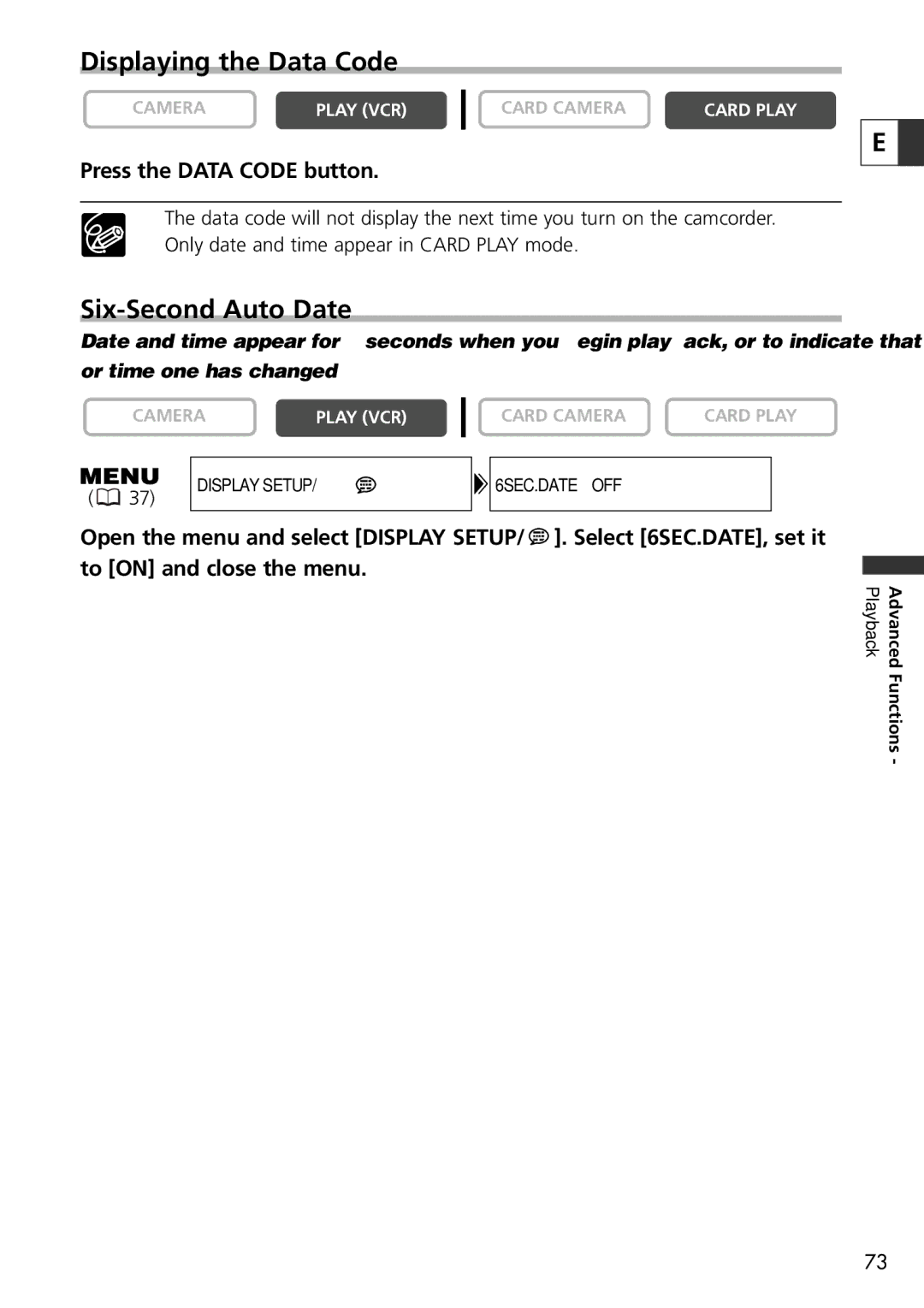 U-Line 30, 40 instruction manual Displaying the Data Code, Six-Second Auto Date, Press the Data Code button 