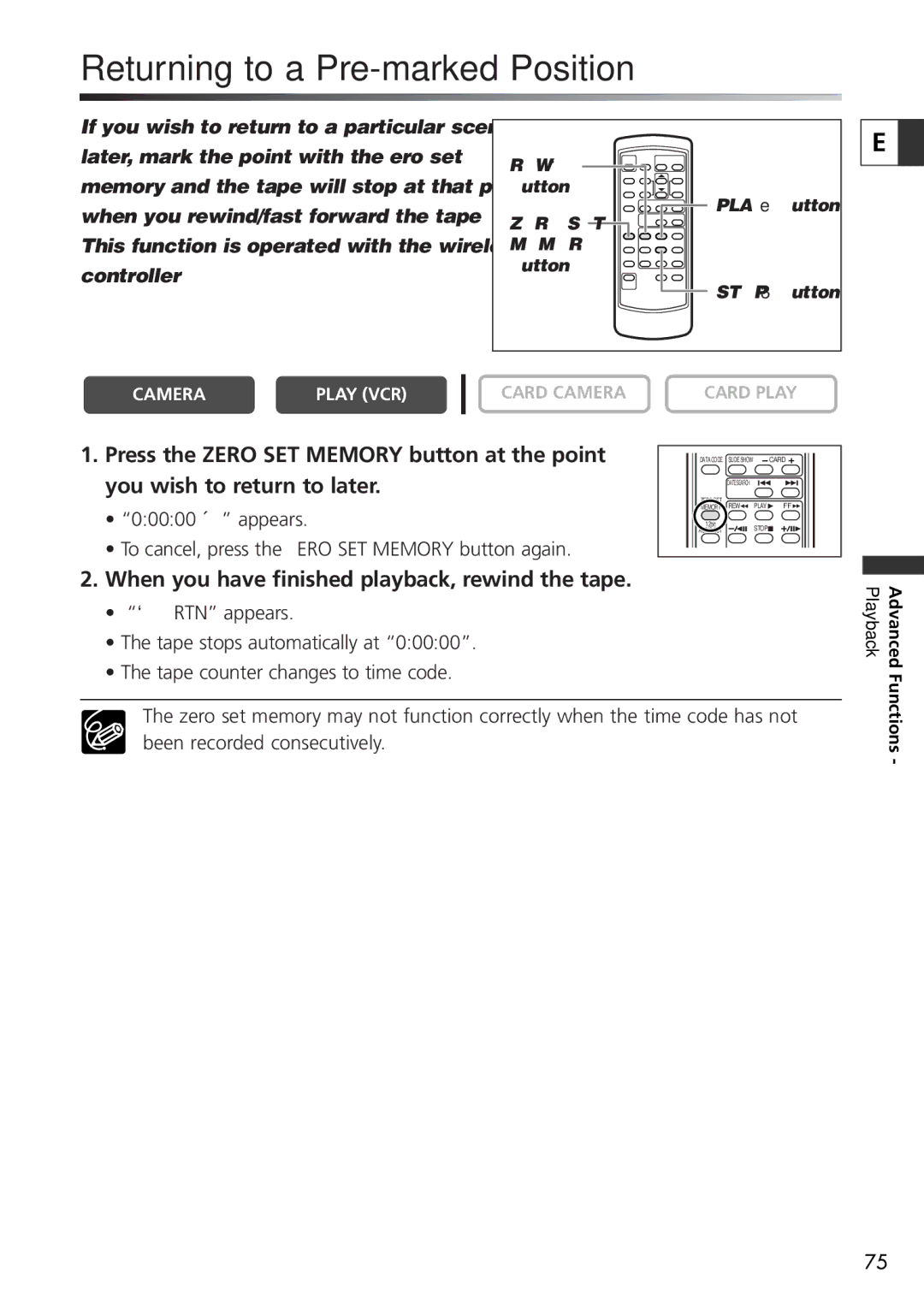 U-Line 30, 40 instruction manual Returning to a Pre-marked Position, When you have finished playback, rewind the tape 