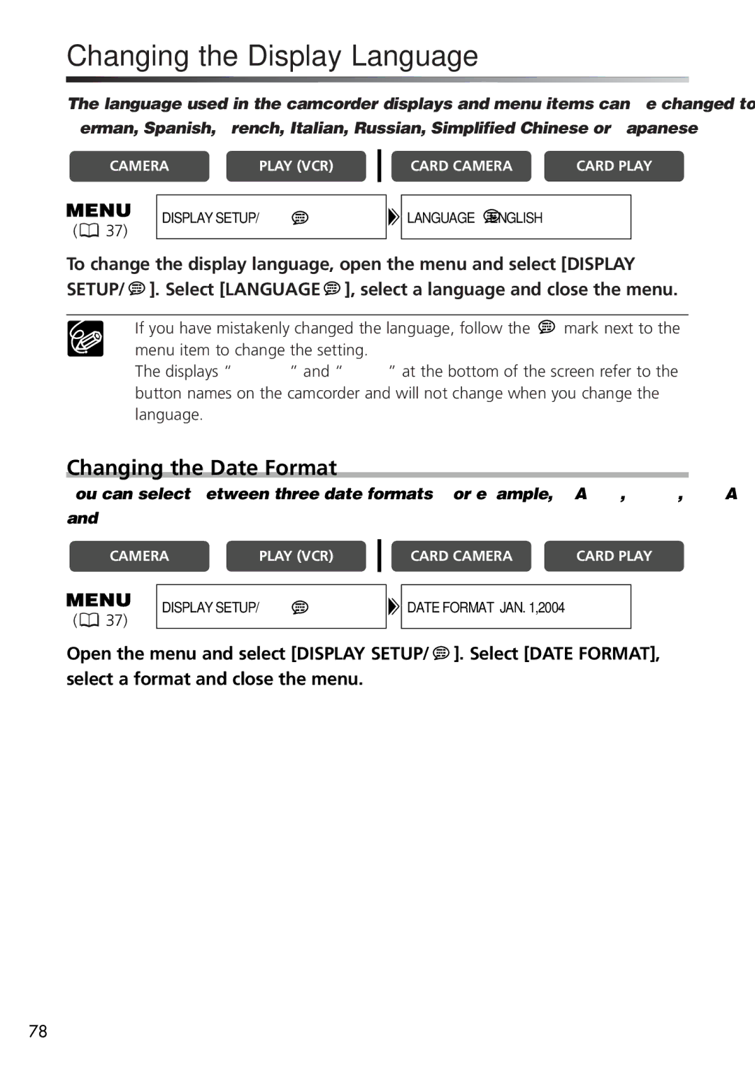 U-Line 40, 30 instruction manual Changing the Display Language, Changing the Date Format 