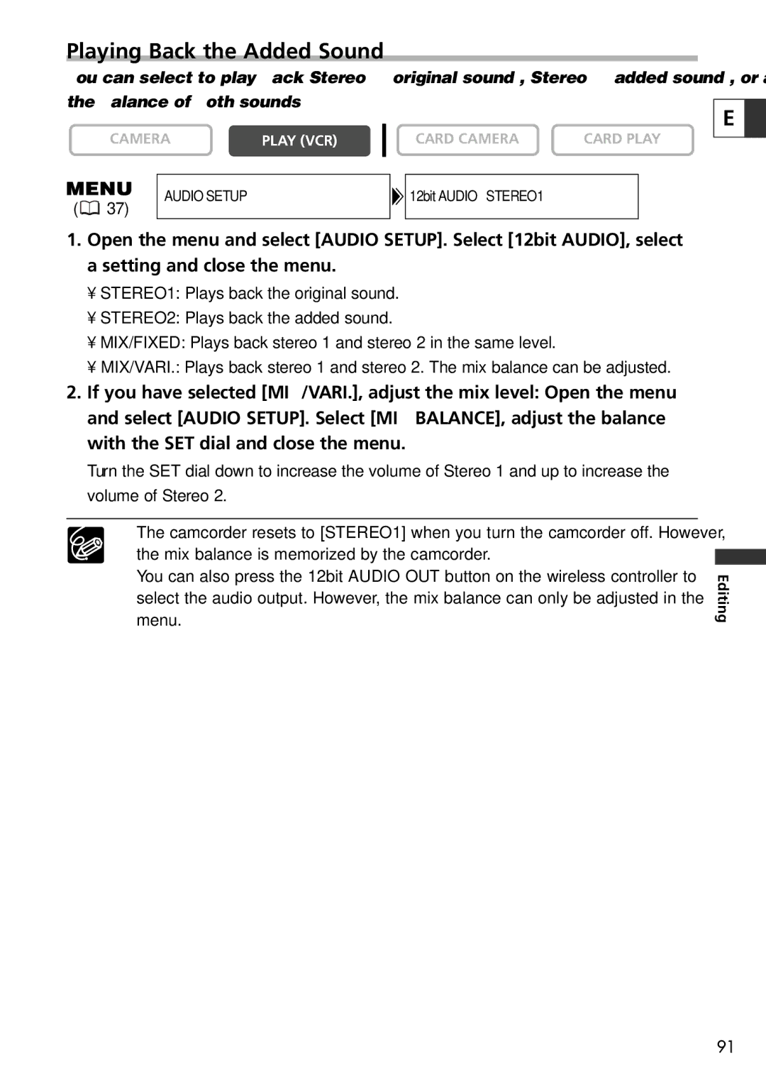 U-Line 30, 40 instruction manual Playing Back the Added Sound 