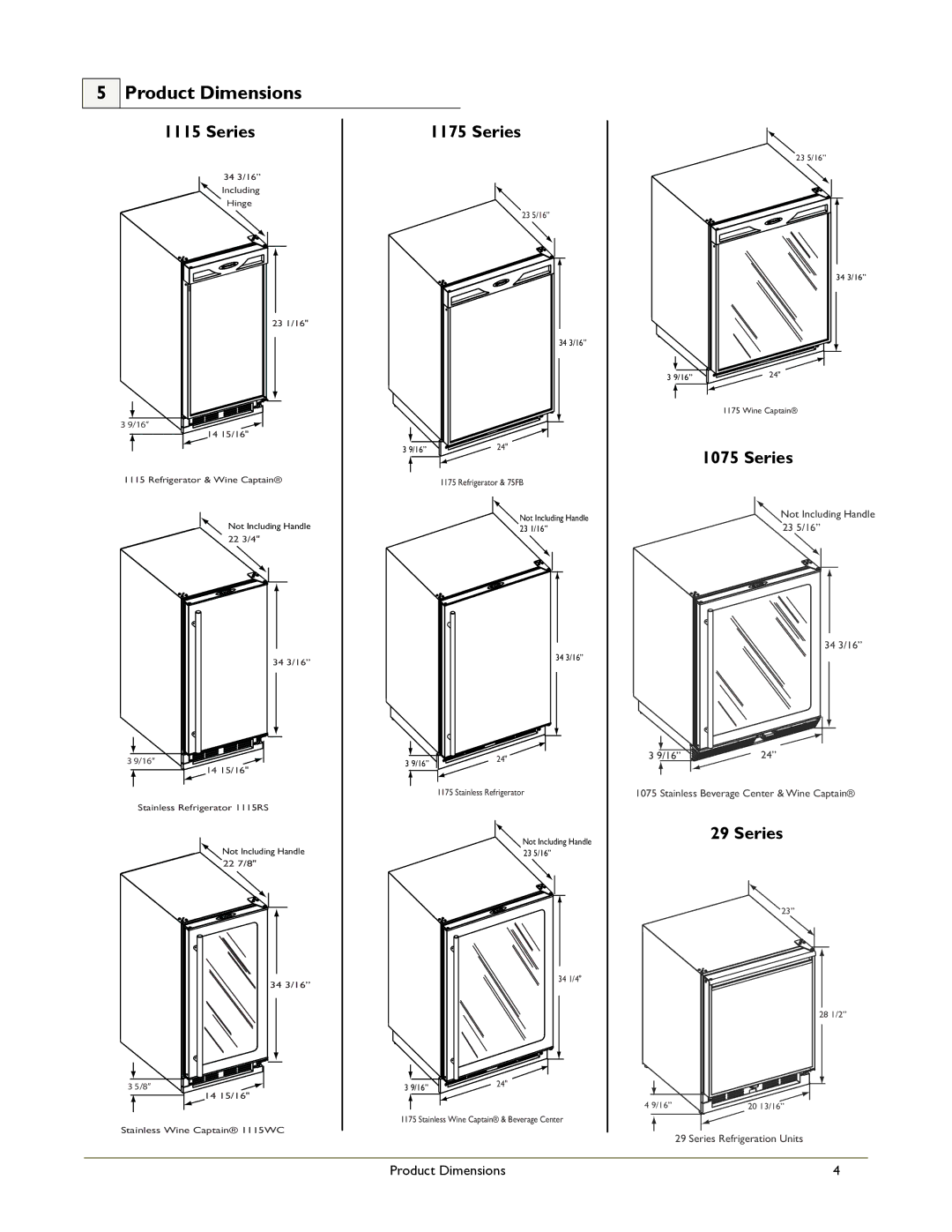 U-Line ADA24RG manual Product Dimensions 