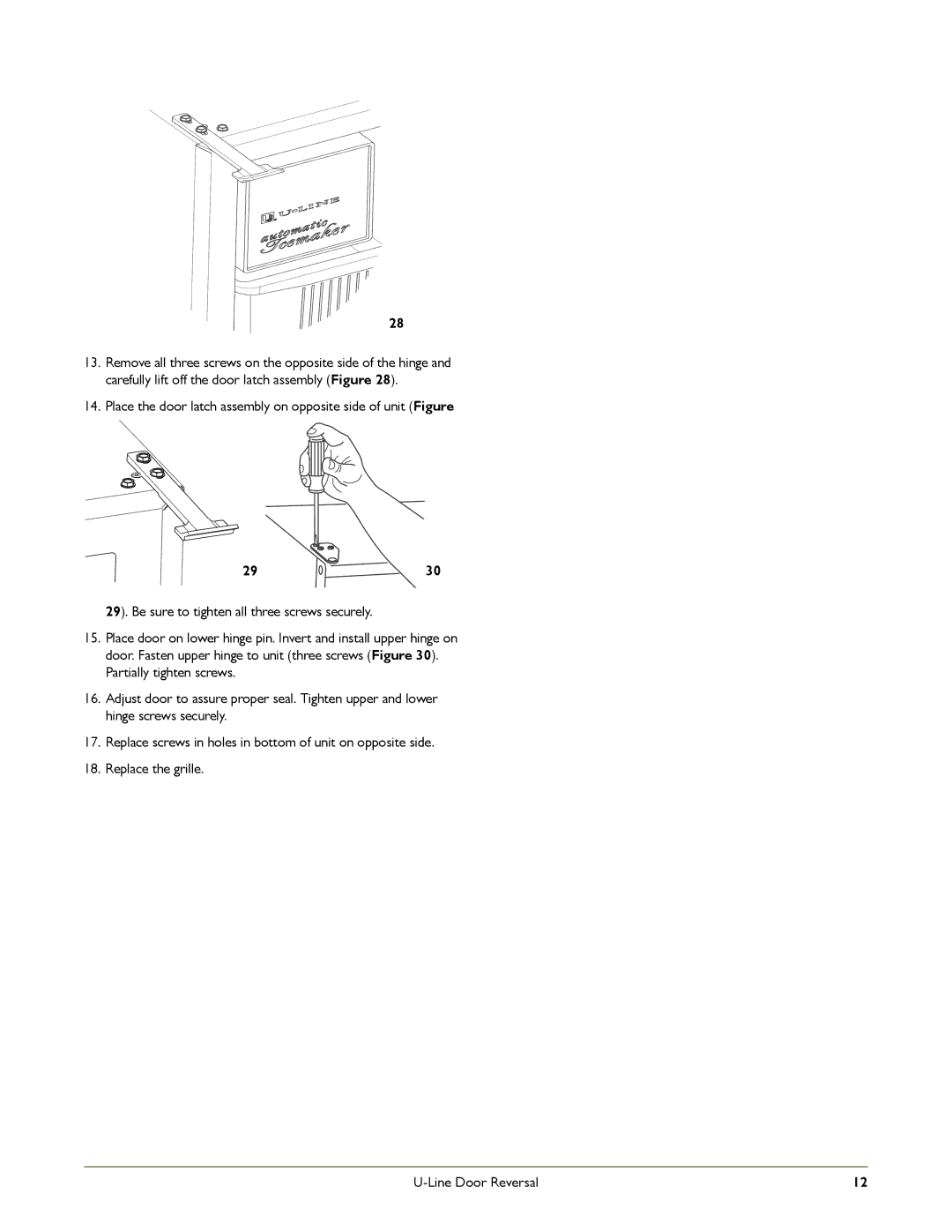 U-Line ADA151M, B198, B12115, WH95, SS-98, B195 manual 