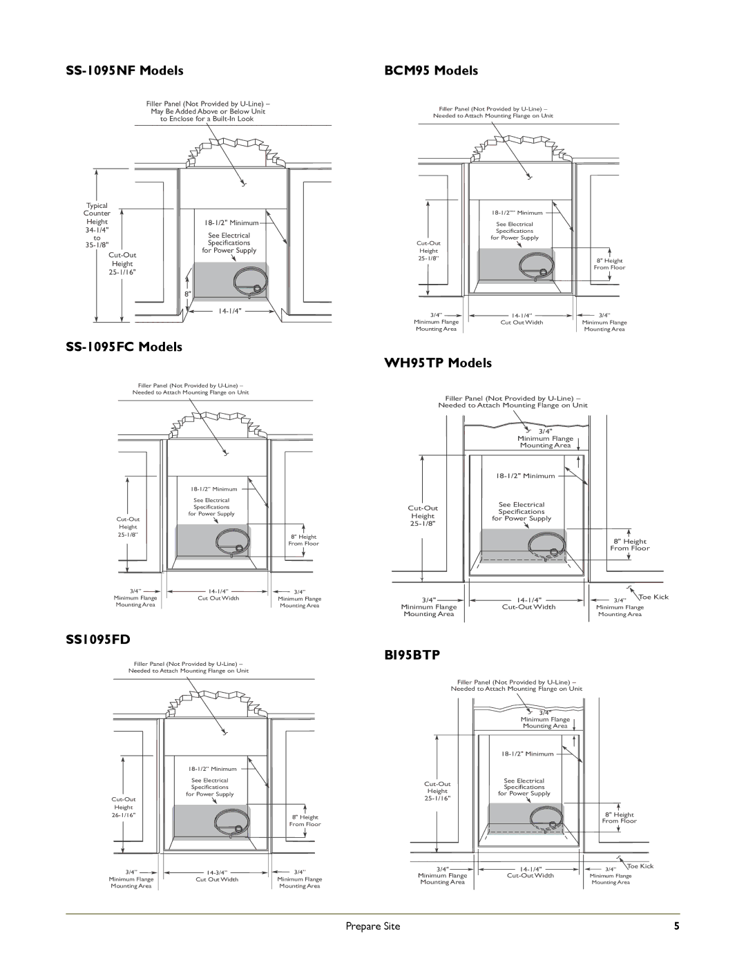 U-Line B198, ADA151M, B12115, WH95, SS-98, B195 manual BI95BTP 