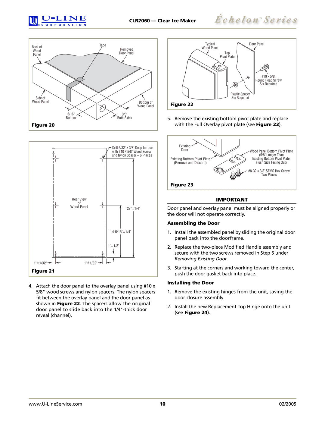 U-Line CLR2060 manual Assembling the Door 