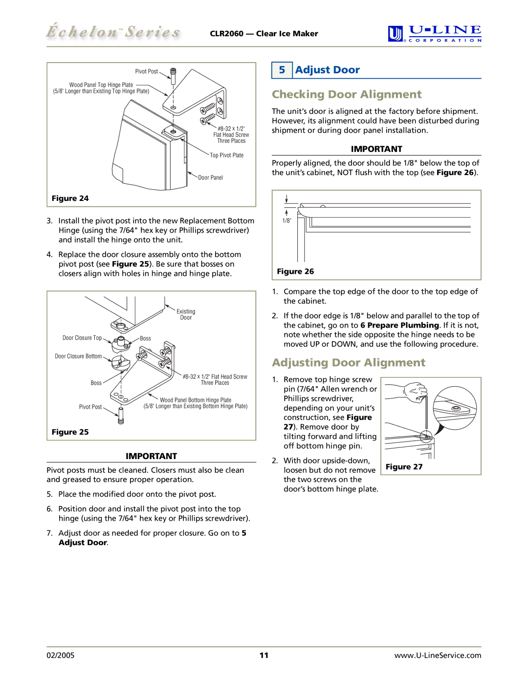 U-Line CLR2060 manual Checking Door Alignment, Adjusting Door Alignment, Adjust Door 