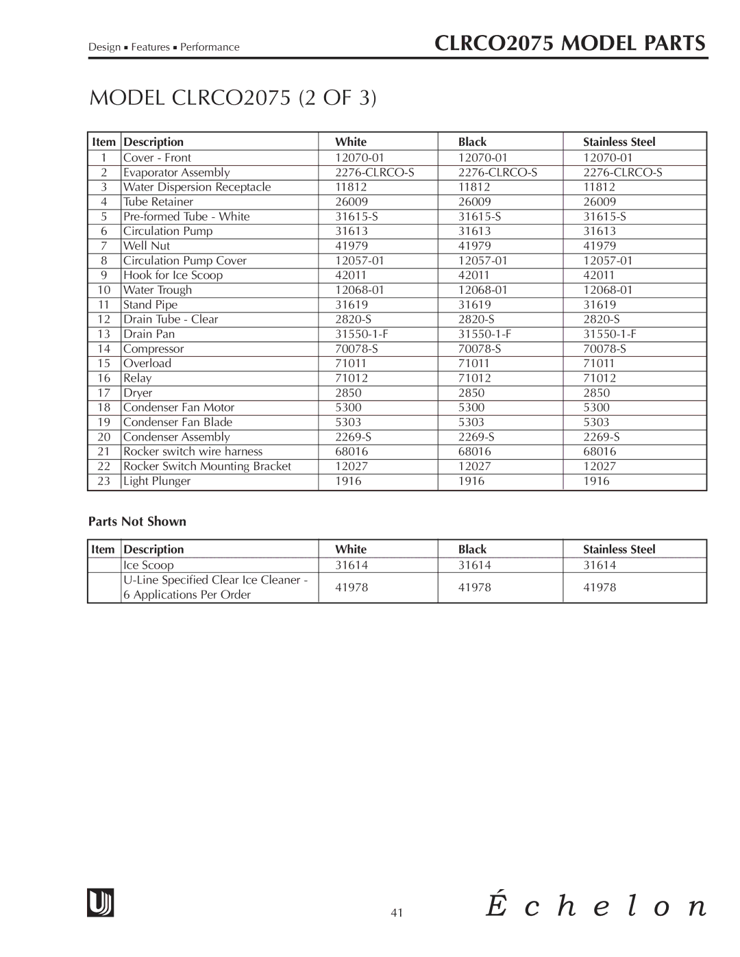 U-Line manual Model CLRCO2075 2 