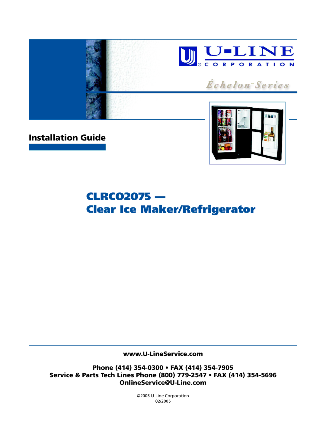 U-Line CLRCO2075 manual Service and Parts Manual Supplement 