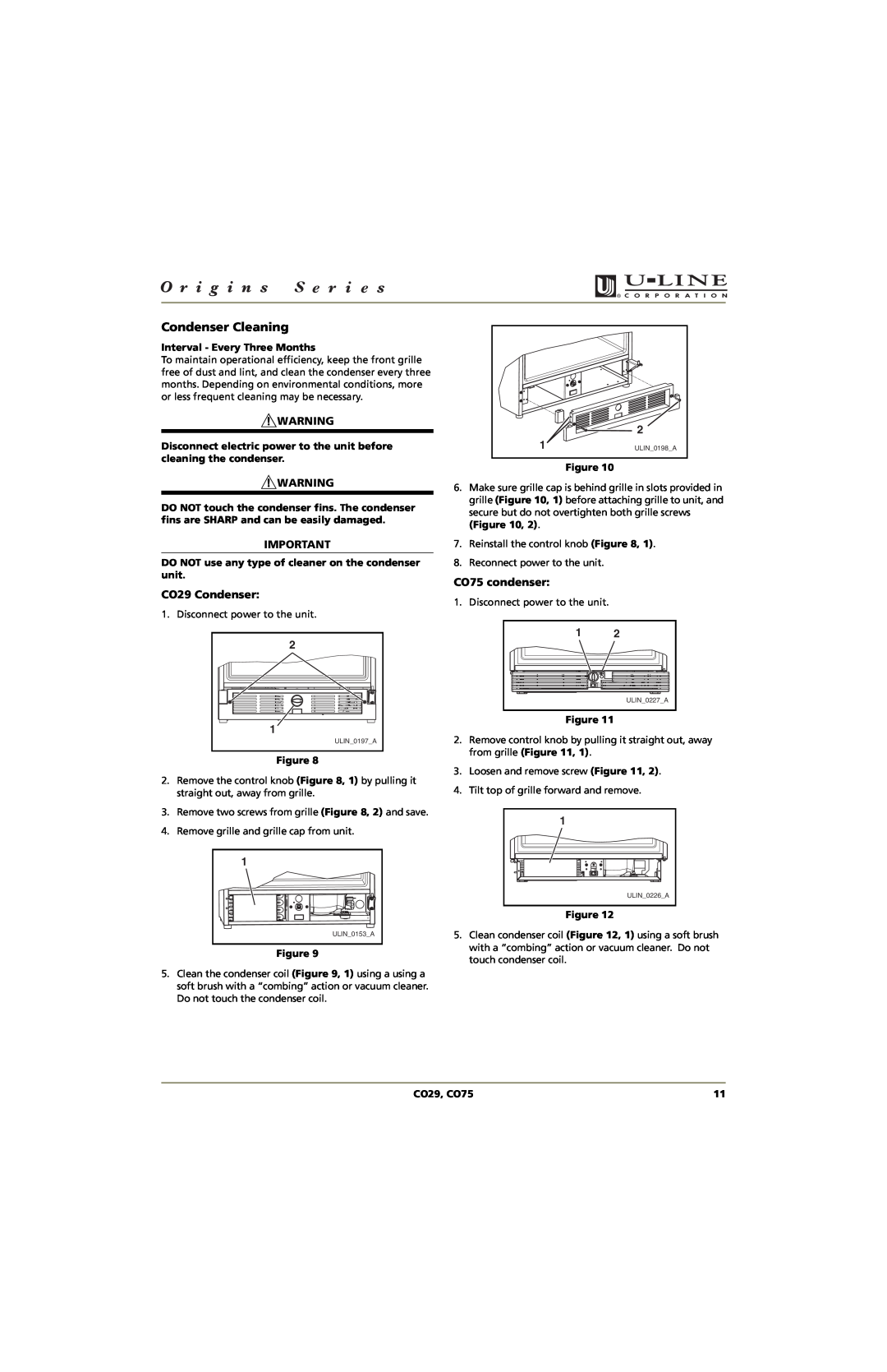 U-Line manual Condenser Cleaning, CO29 Condenser, CO75 condenser 