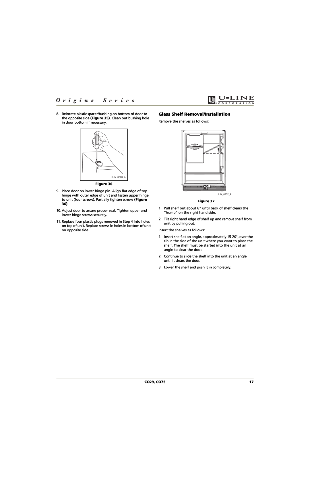 U-Line manual Glass Shelf Removal/Installation, CO29, CO75 