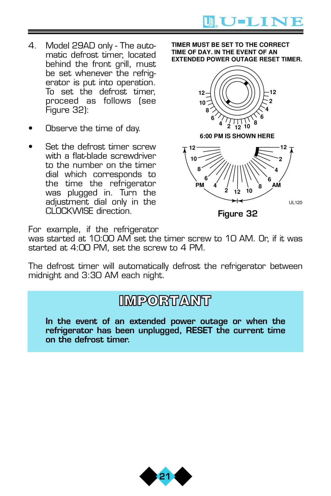 U-Line ICE-MAKER/REFRIGERATOR user manual UL120 