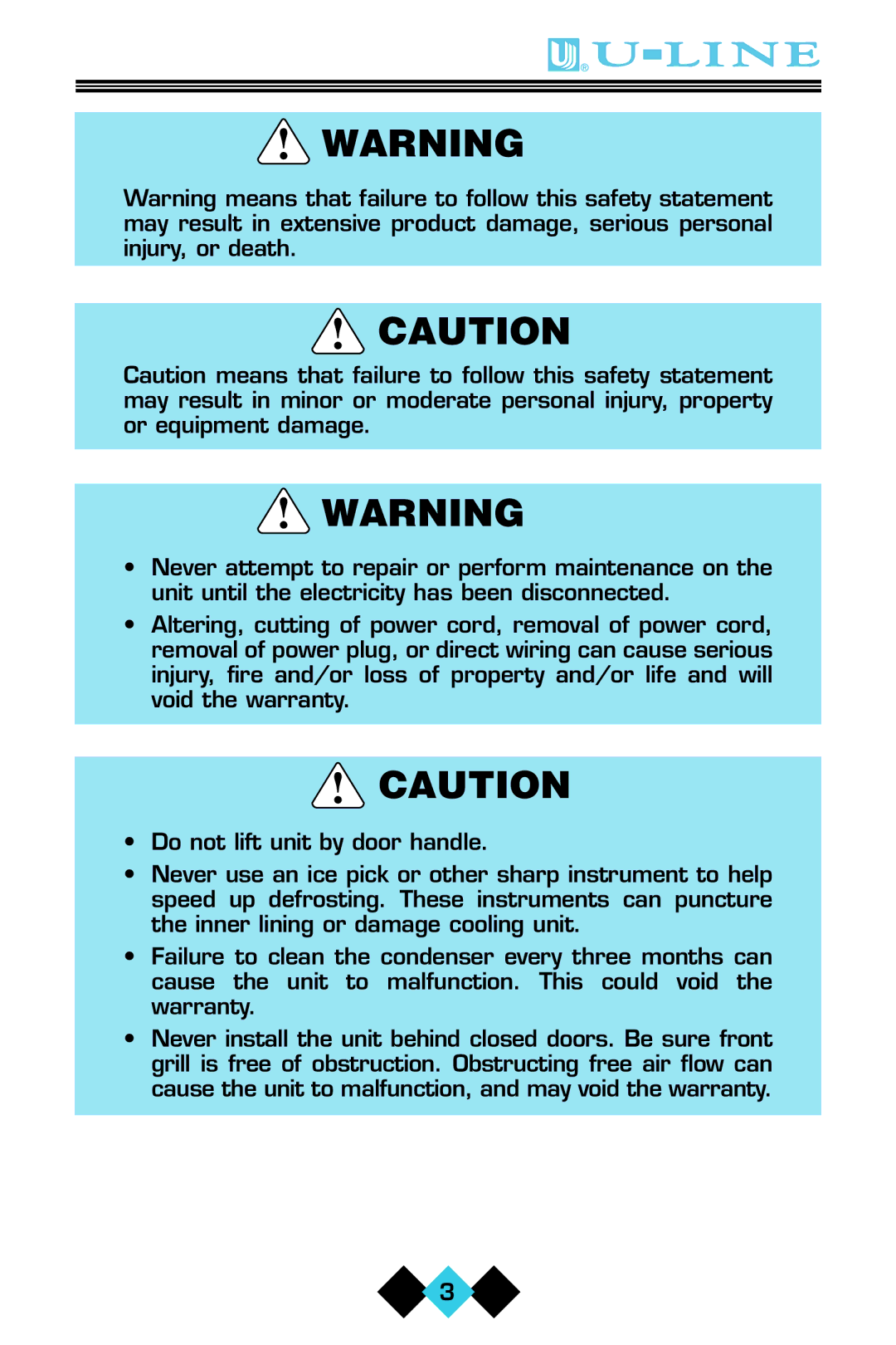 U-Line ICE-MAKER/REFRIGERATOR user manual 