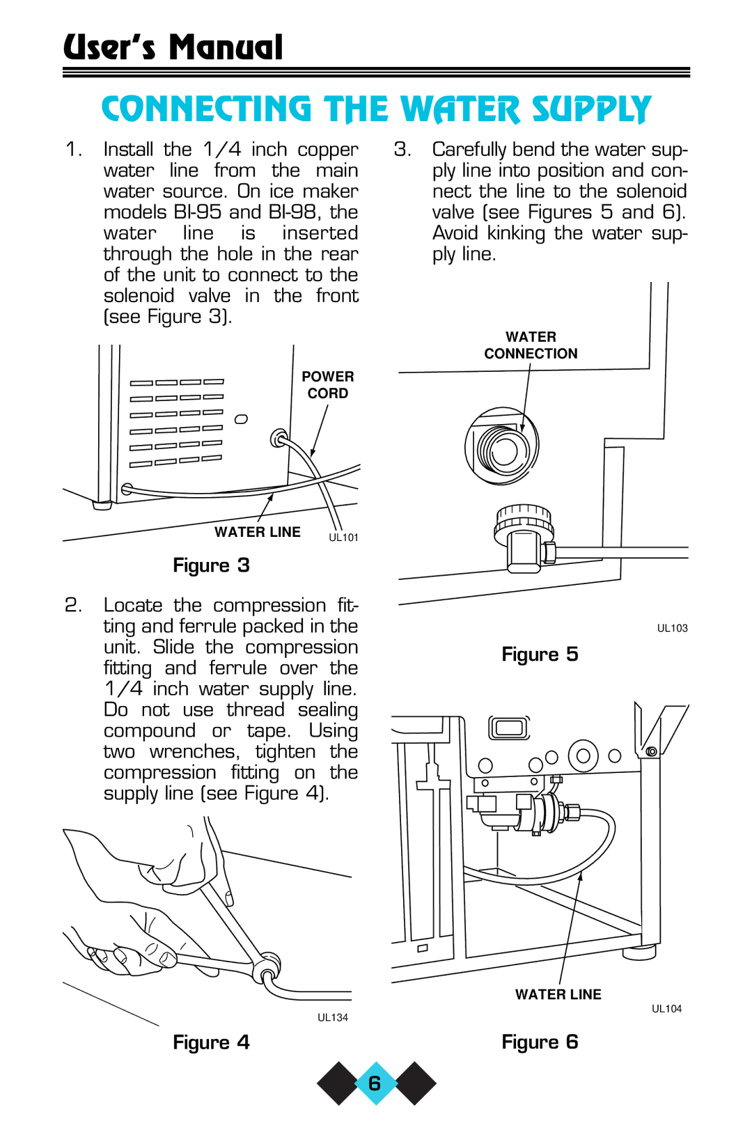 U-Line ICE-MAKER/REFRIGERATOR user manual Connecting the Water Supply 