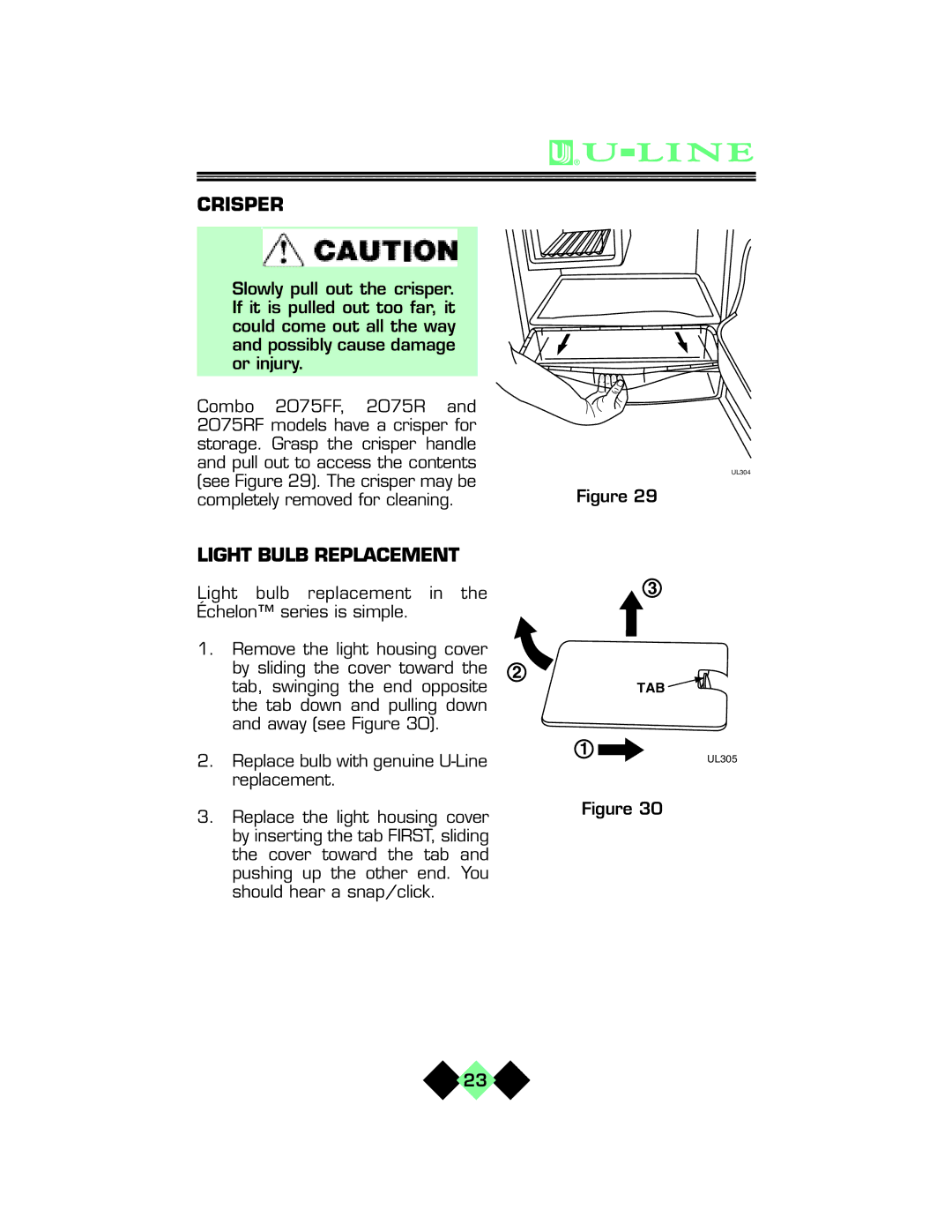 U-Line pmn manual Crisper, Light Bulb Replacement 