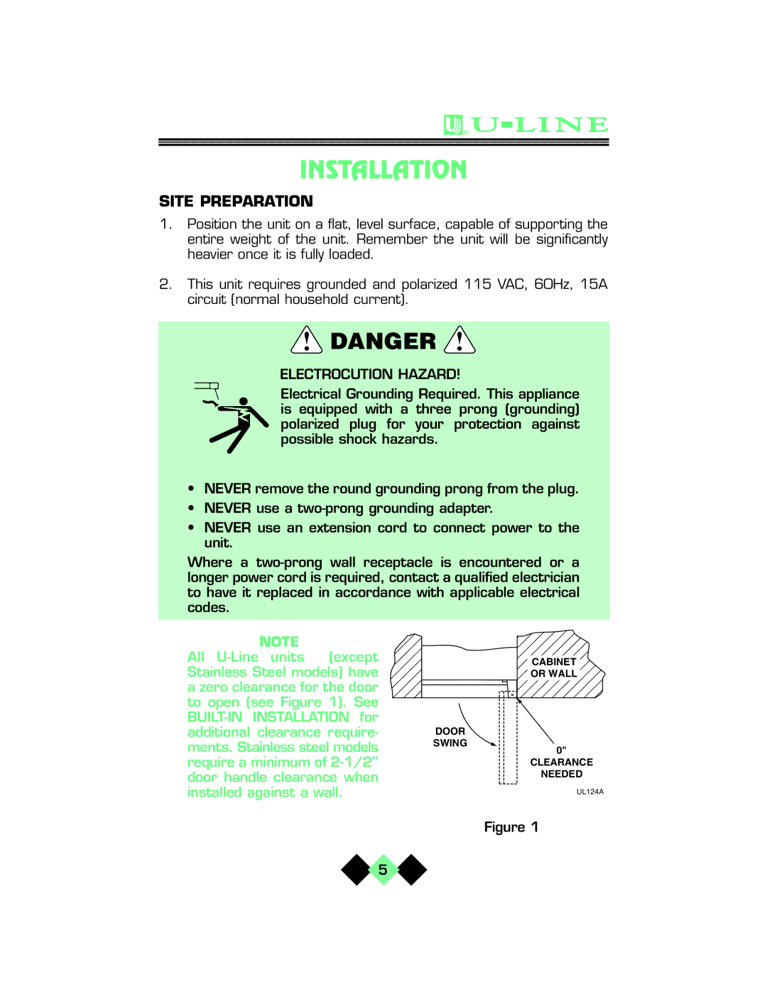 U-Line pmn manual Installation, Site Preparation 