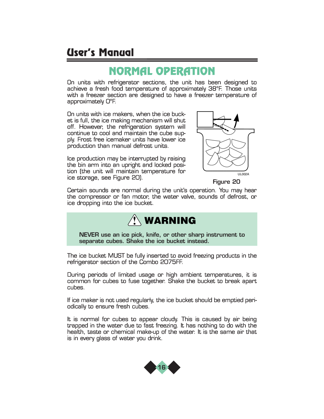 U-Line pmn manual Normal Operation, User’s Manual 