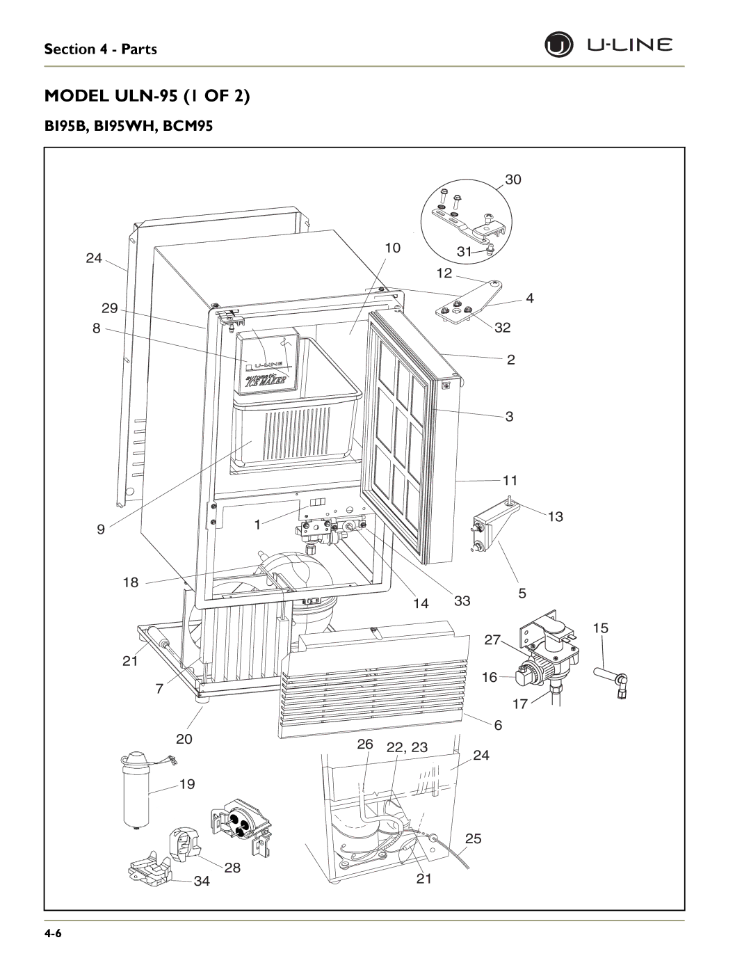 U-Line ULN-29R, SP 18, U-1075BEV, U-1075WC, U-CO29A, ULN-98, U-CO29F, BI-2115, U-CO1175, ADA15IM, ULN-SS1095 Model ULN-95 1 