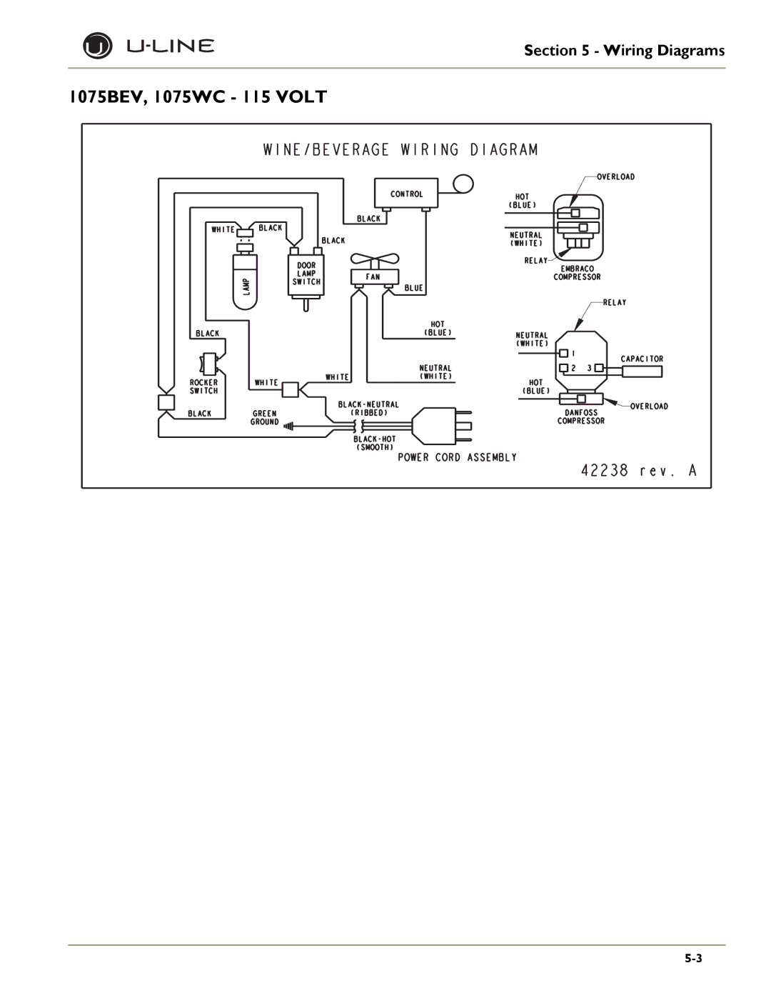 U-Line ULN-98, SP 18, U-1075BEV, U-1075WC, U-CO29A, U-CO29F, ULN-95, BI-2115, U-CO1175, ULN-29R, ADA15IM 1075BEV, 1075WC 115 Volt 