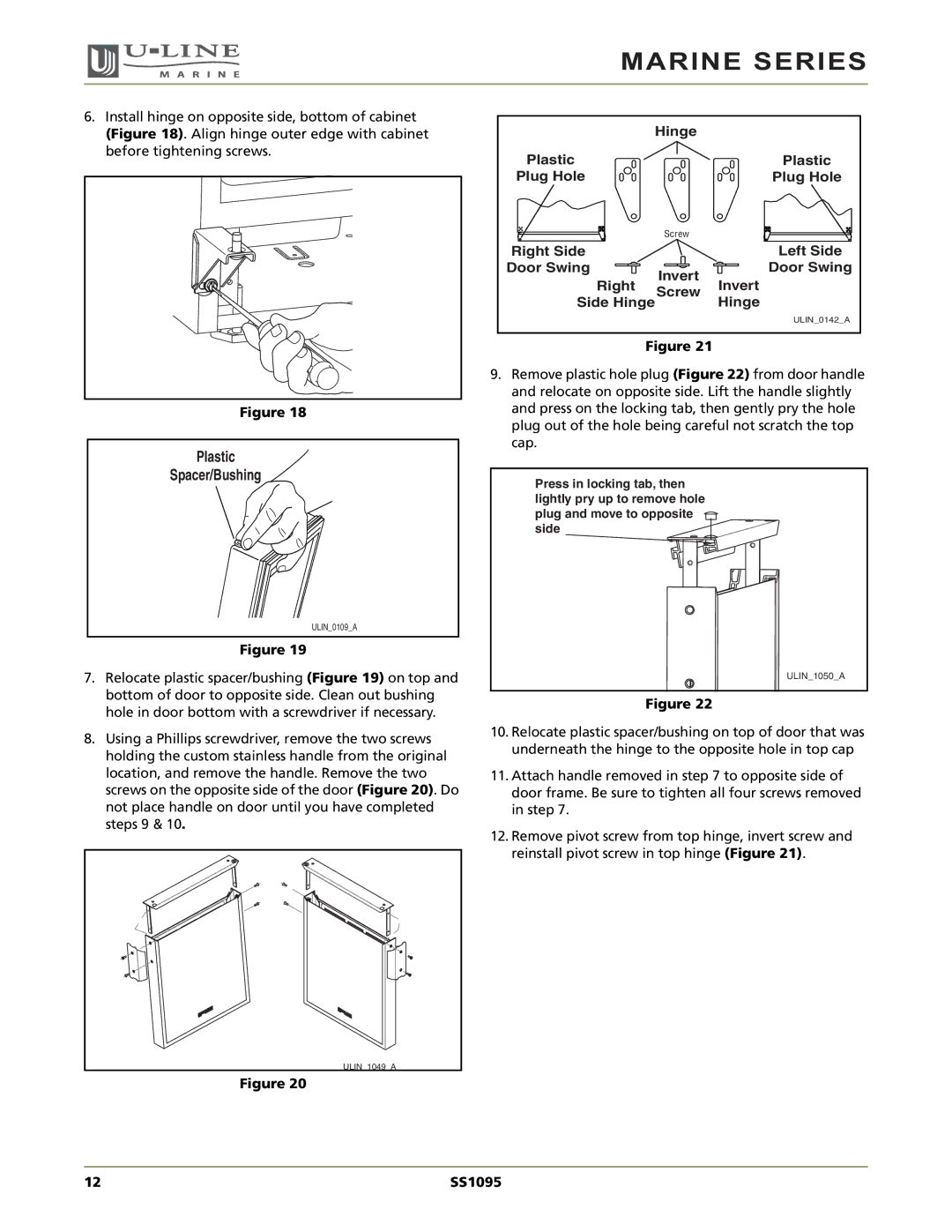 U-Line SS1095 manual Plastic Spacer/Bushing 