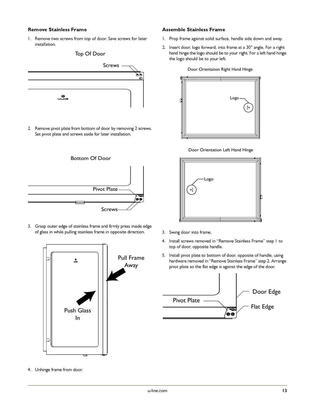 U-Line U-2275ZWCOL-60, U-2275ZWCS-01, U-2275ZWCOL-00, U-2275ZWCS-00 manual Door Edge 