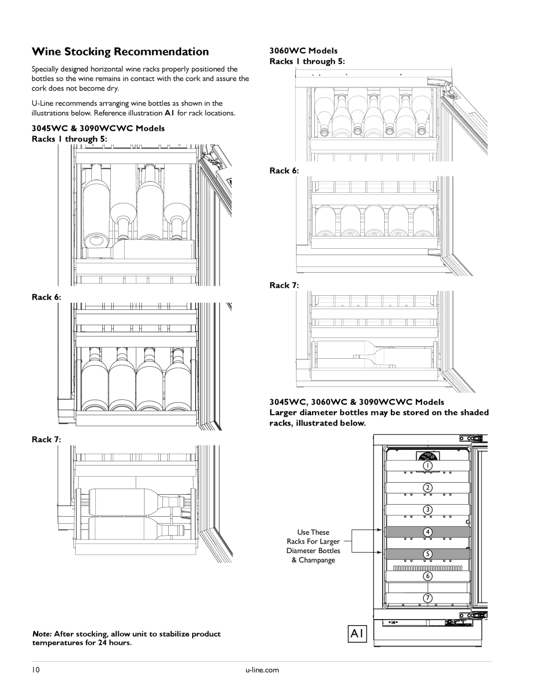 U-Line U-3060RFOL-01, U-3090WCWCS-00, U-3060RDCOL-00, U-3060RDCOL-01, U-3060RFS-01, U-3060RDCS-01 Wine Stocking Recommendation 
